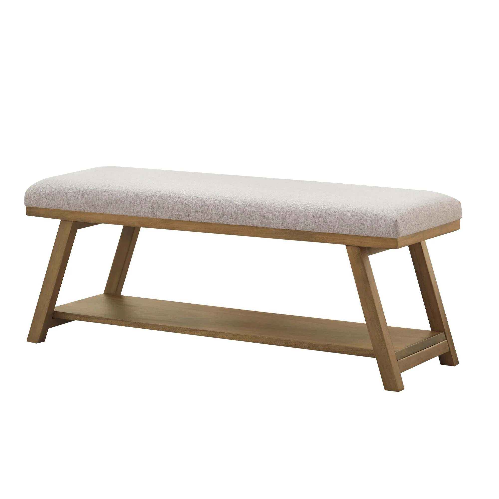 Solid Wood Shoe Bench with Cushion Entryway Shoe Bench