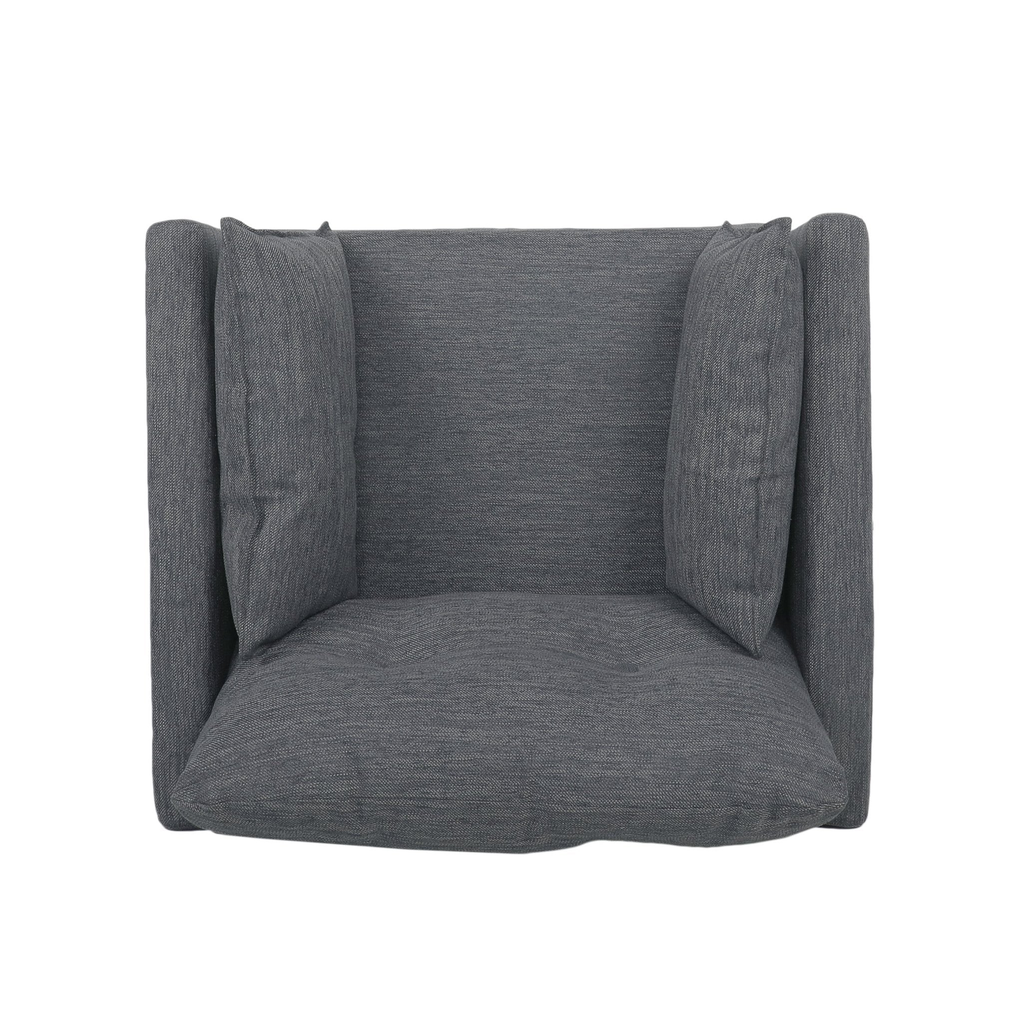 Enchantica Upholstered Fabric Club Chair with Button Tufted and 2 Accent Pillows