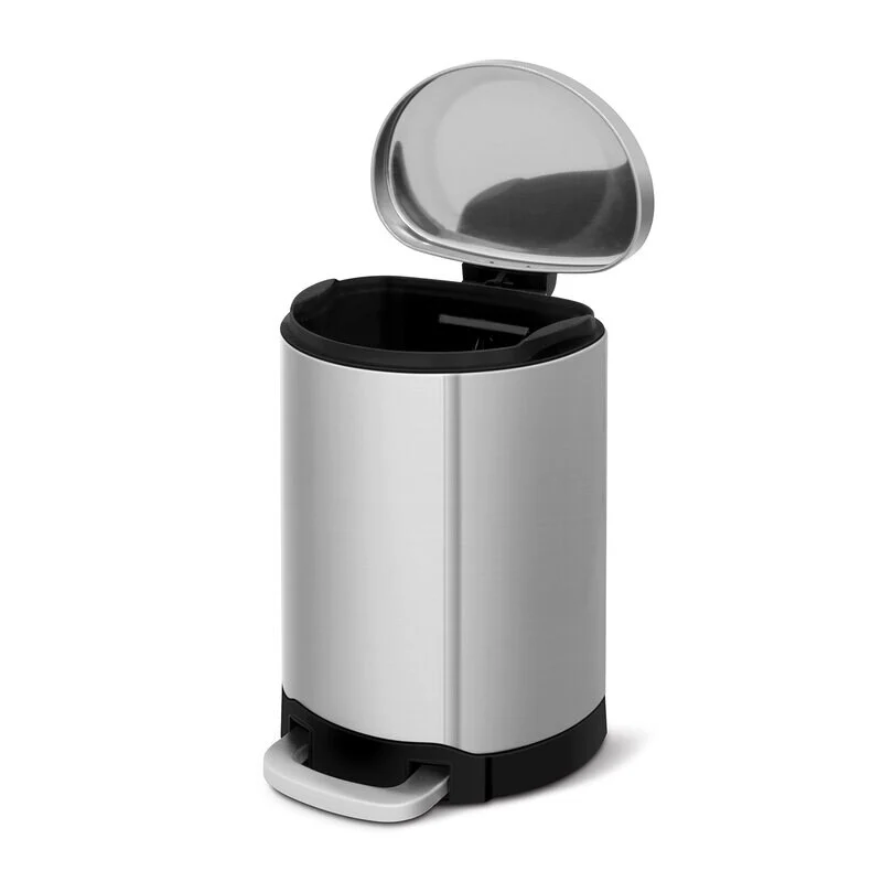 INNOVAZE 1.6 gallon/6 liter 3.2 gallon/12 liter fingerprint free brushed stainless steel semi-round step-on trash can