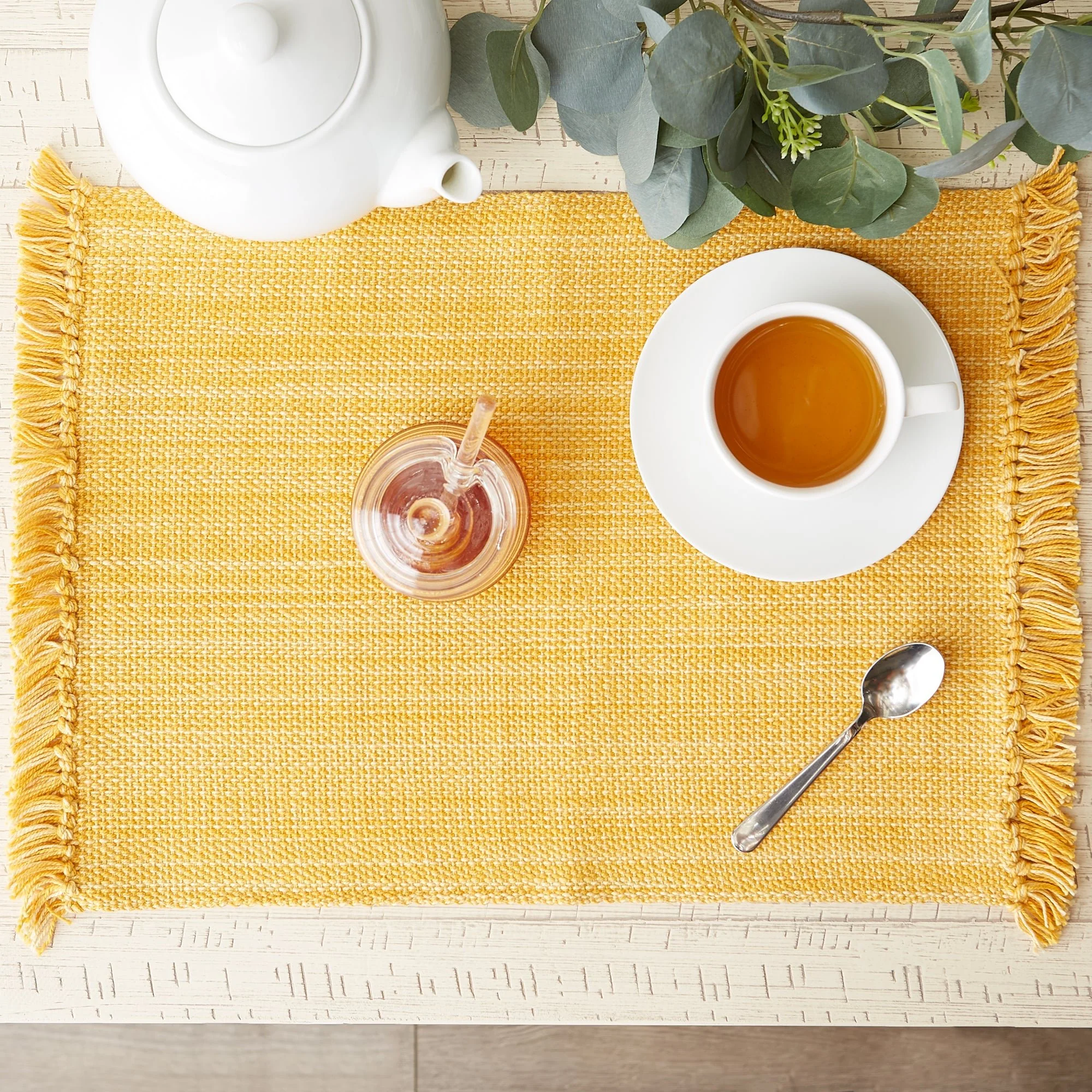 Apricot Variegated Fringe Placemats, Set Of 6