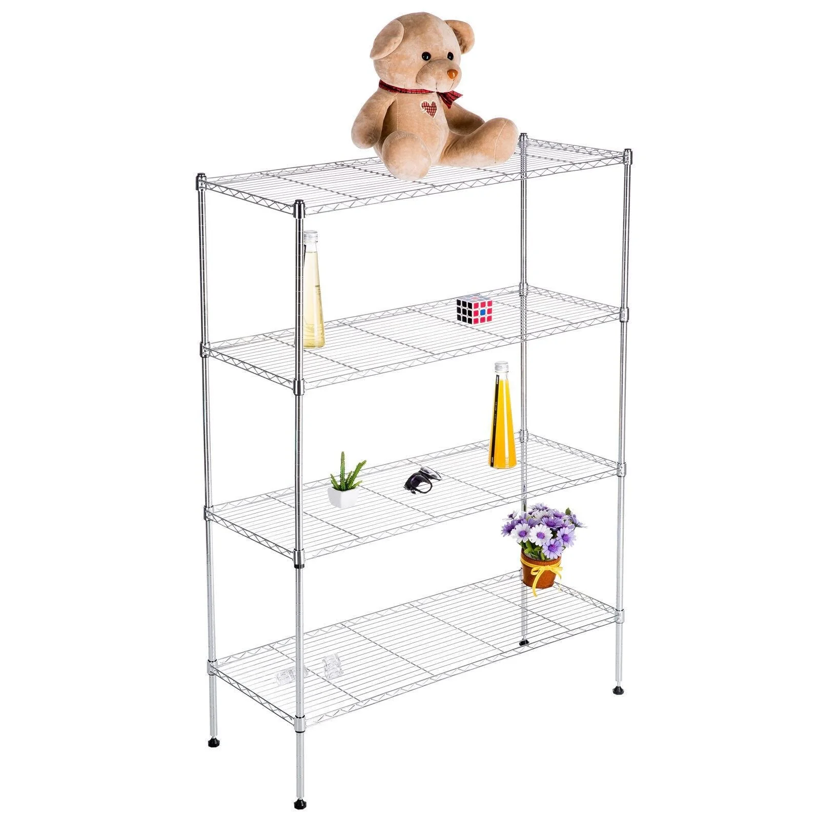 Chrome Plated Metal 4-shelf Pantry Storage