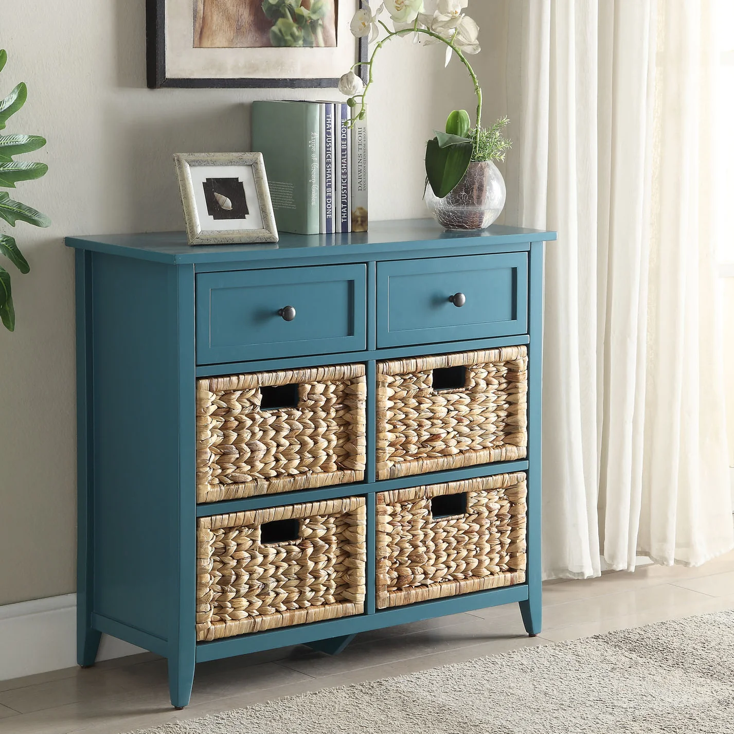 Teal Console Table with Storage