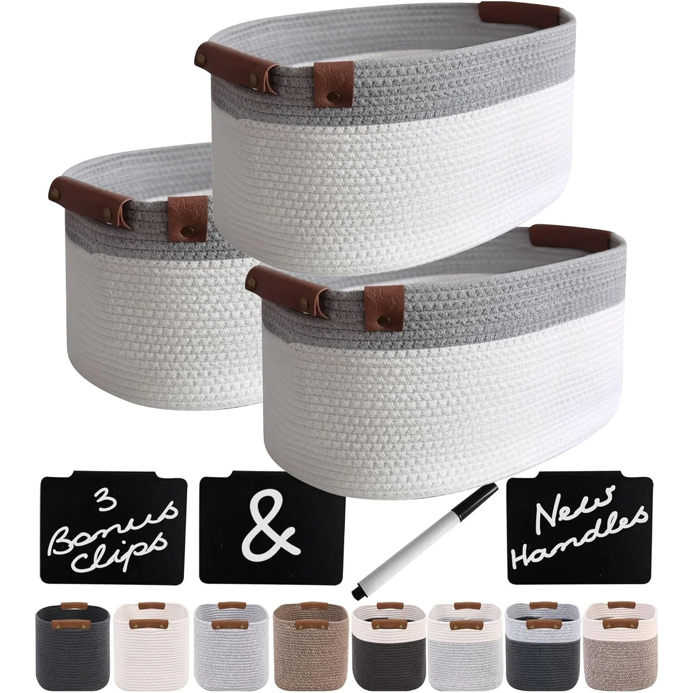 3 Sets of Cotton Rope Baskets