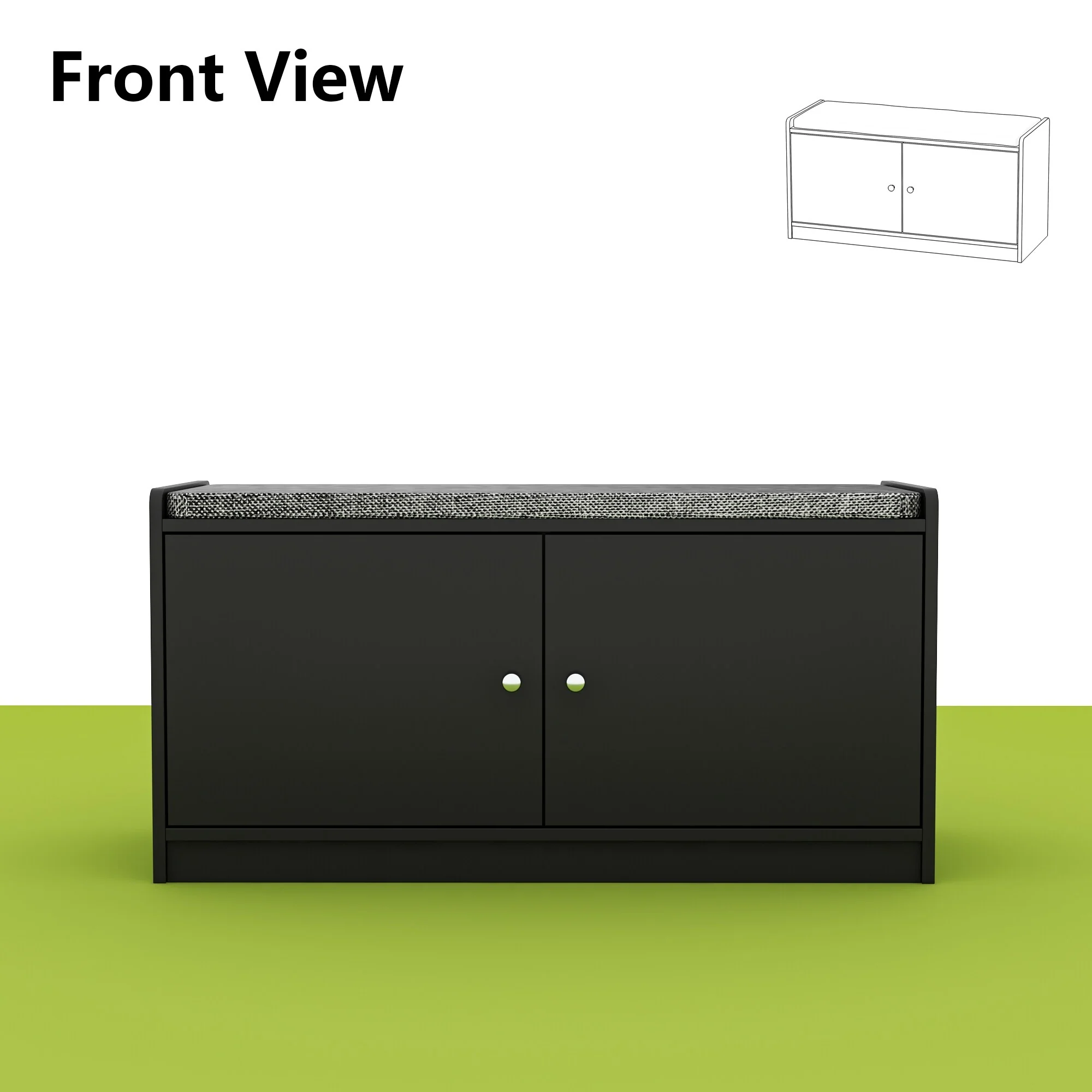 Hallway Shoes Storage Cabinet Bench with 2-Door & Padded Seat Cushion