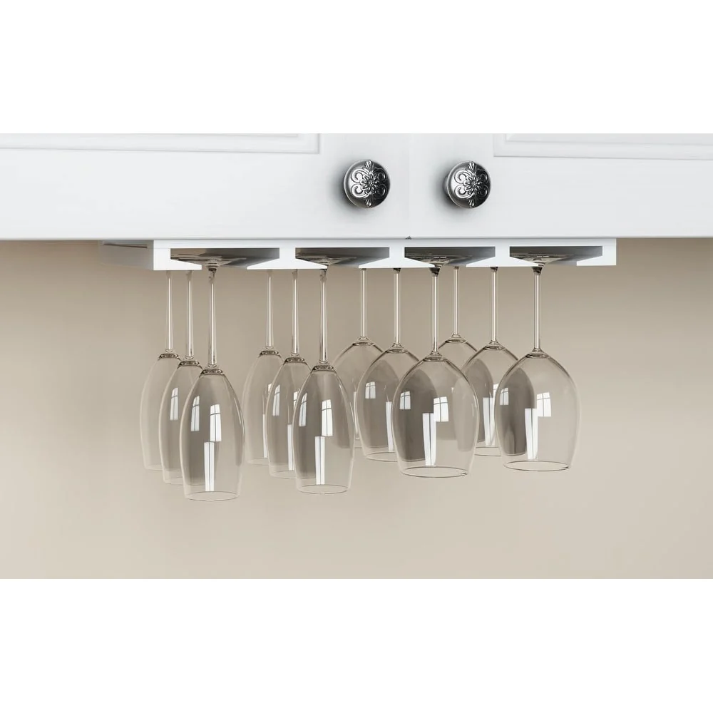 Rustic State Under Cabinet Wooden Stemware Rack Holder 17