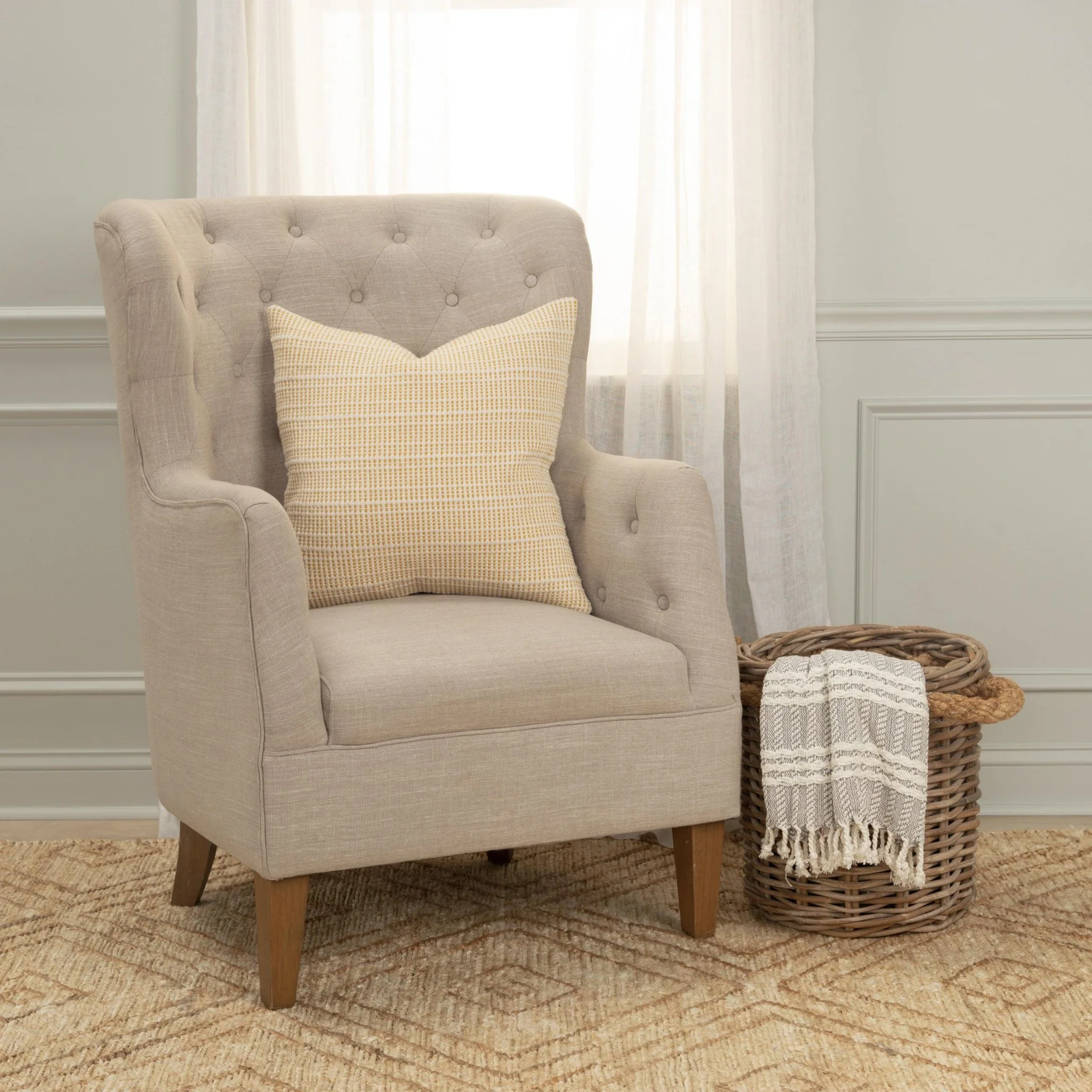 Woven Cotton stripe Decorative Throw Pillow