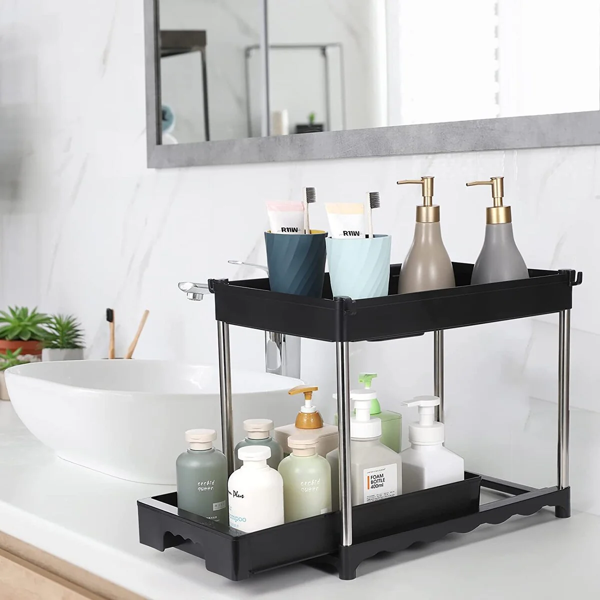 Under Sink Organizer with Sliding Storage Drawer