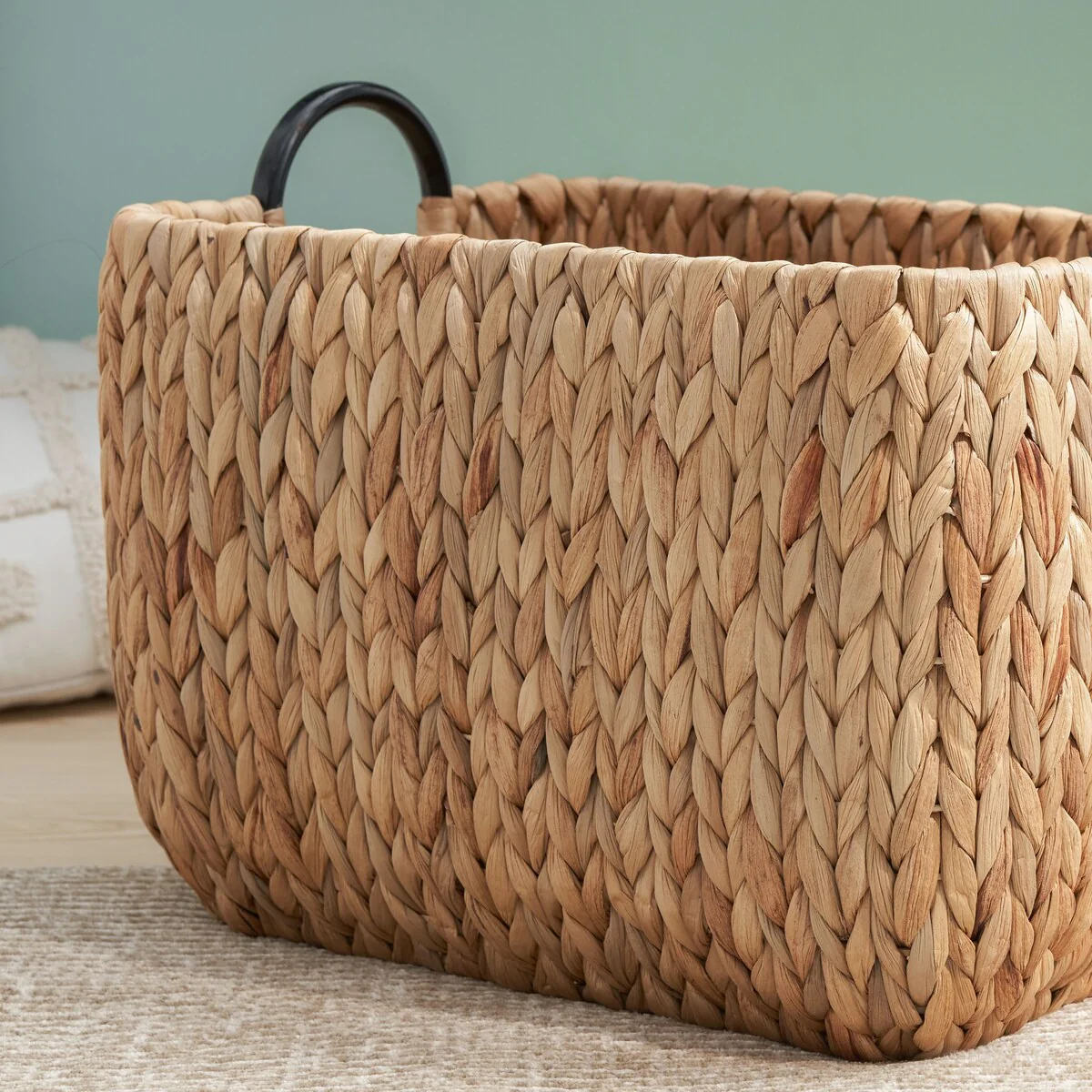 Ludmilla Rectangular Multi Purpose Water Hyacinth Woven Wicker Baskets with Handles - 16