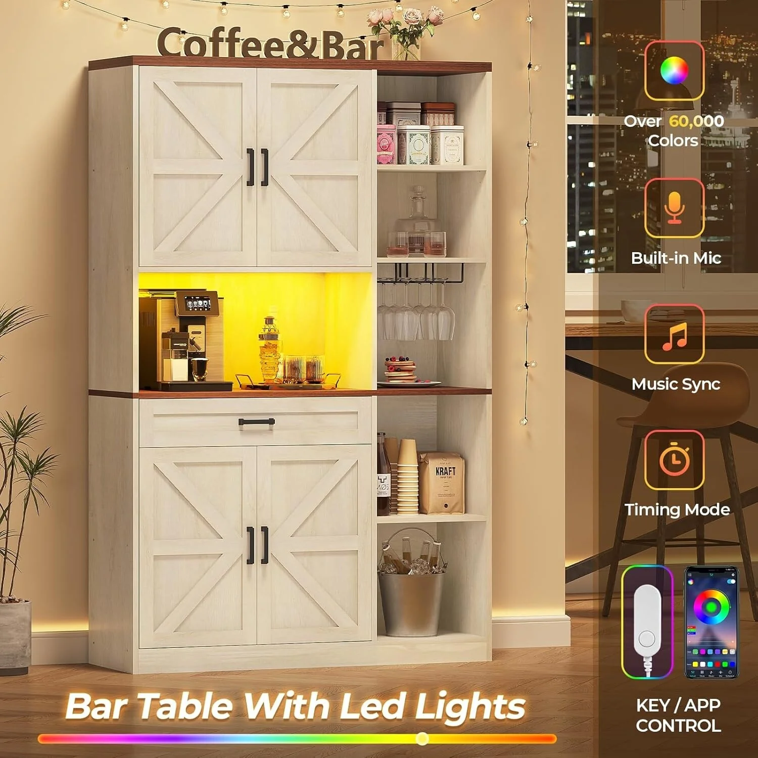 Farmhouse Kitchen Storage Cabinet Pantry Cabinet Home Bar