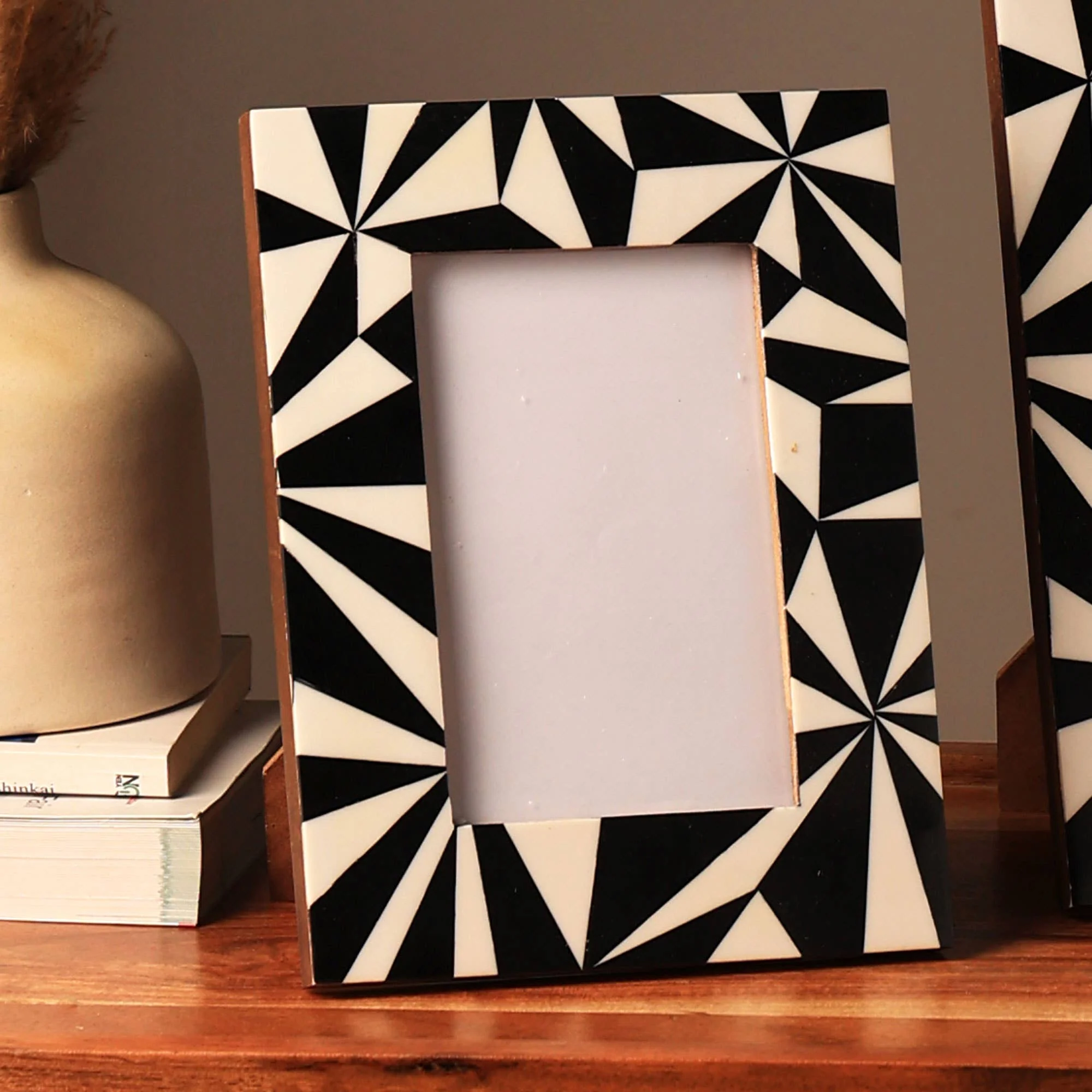Handcrafted Cosmic Black Resin Photo Frame, 4x6