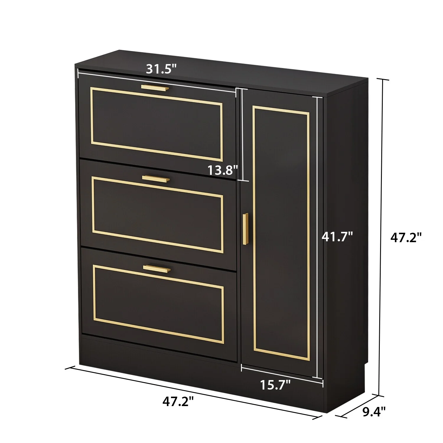Fold-Out Shoes Cabinet Storage Cabinet Dresser Chest(Black/White)