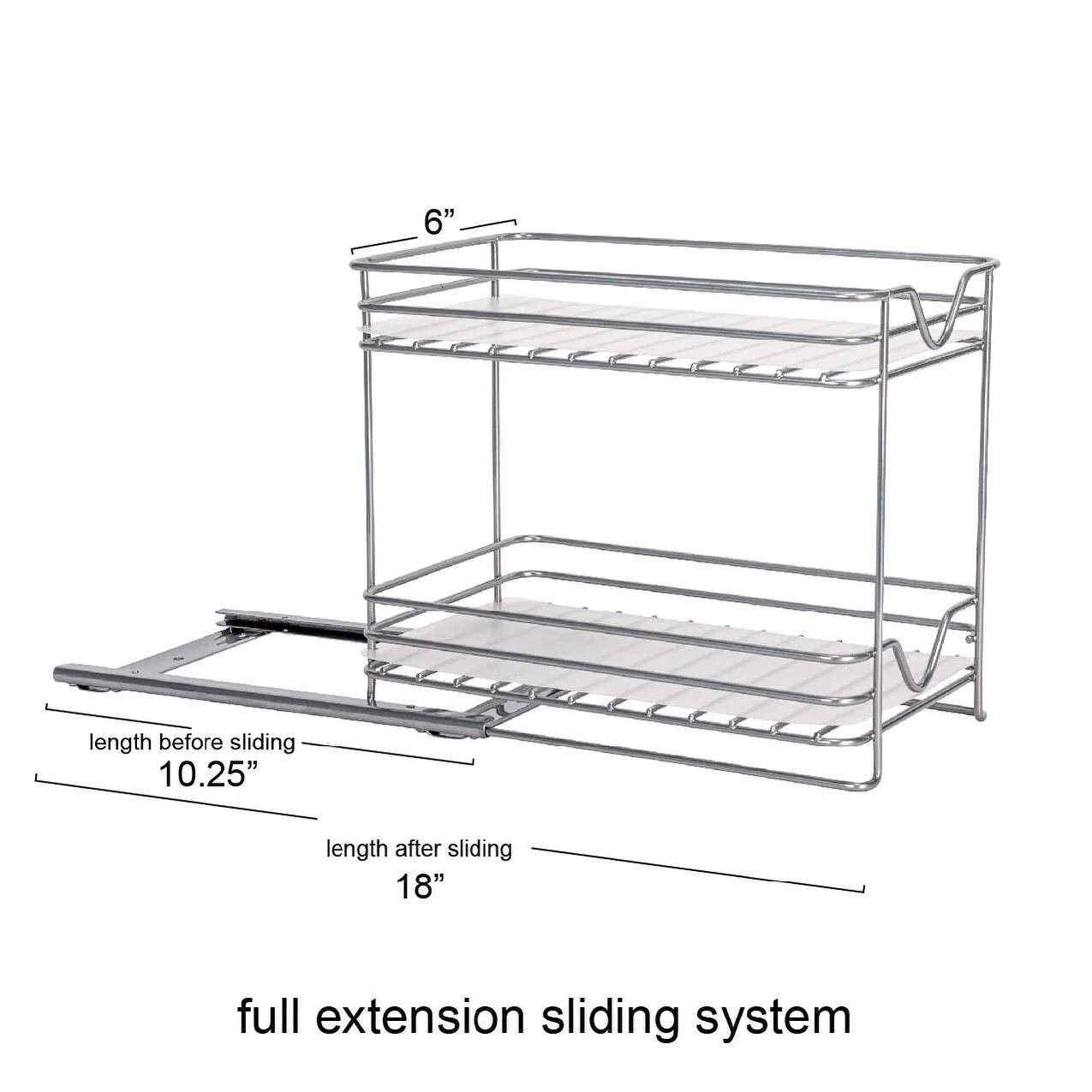 Household Essentials 2-Tier Brushed Nickel Spice Rack Organizer, Sliding Pantry Organizer