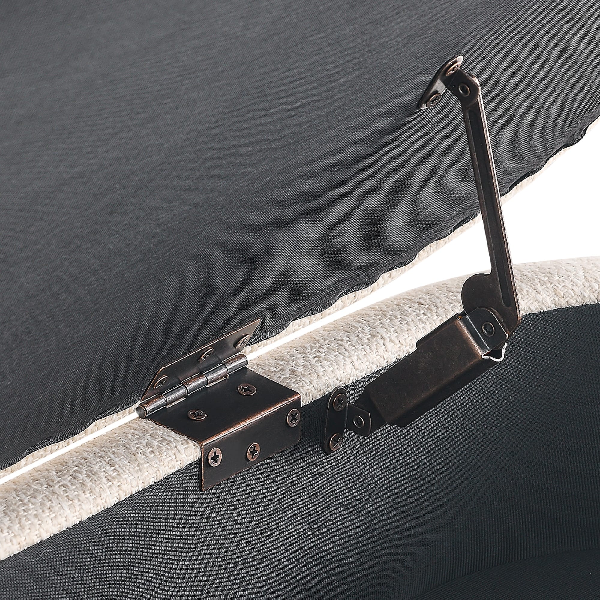 Ottoman Oval Storage Bench,Rubber Wood Legs, Beige