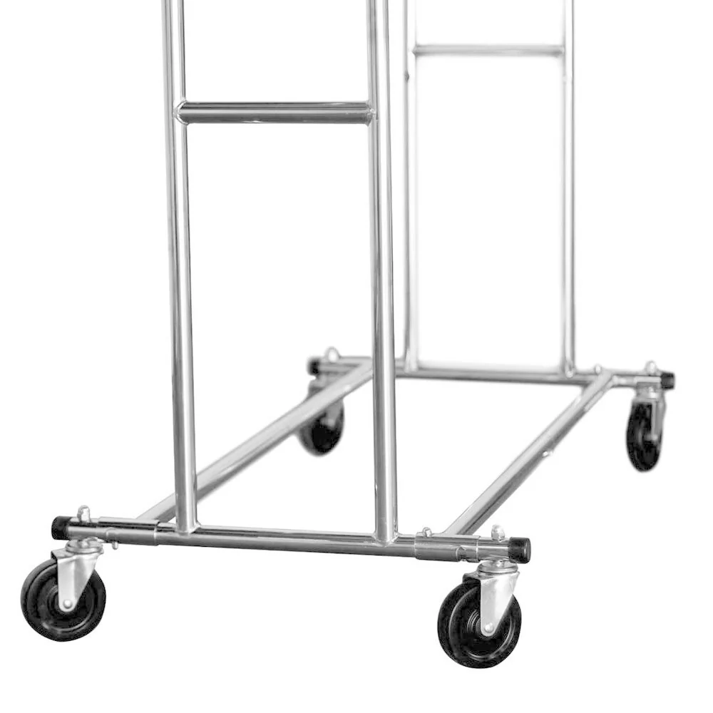Portable Double-bar Steel Garment Rack Silver Clothes Drying Rack