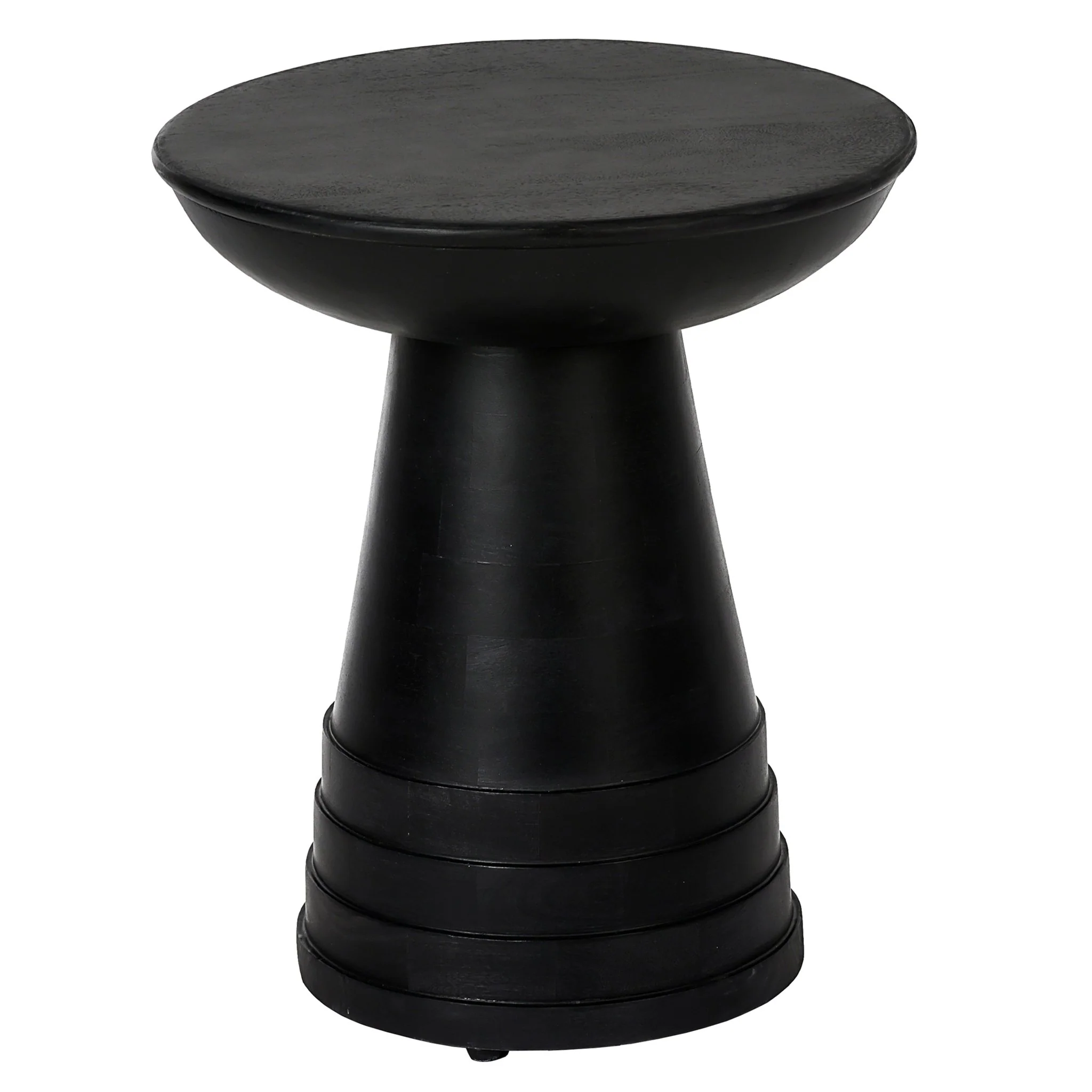 Solid Wood Round Side Table with Pedestal Base