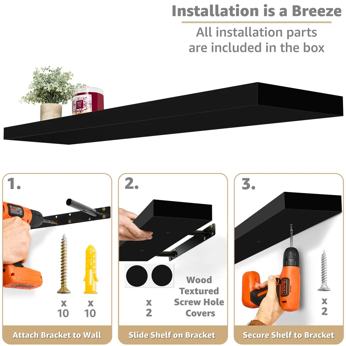 Sorbus Long Floating Shelves for Wall Set of 2 - 35