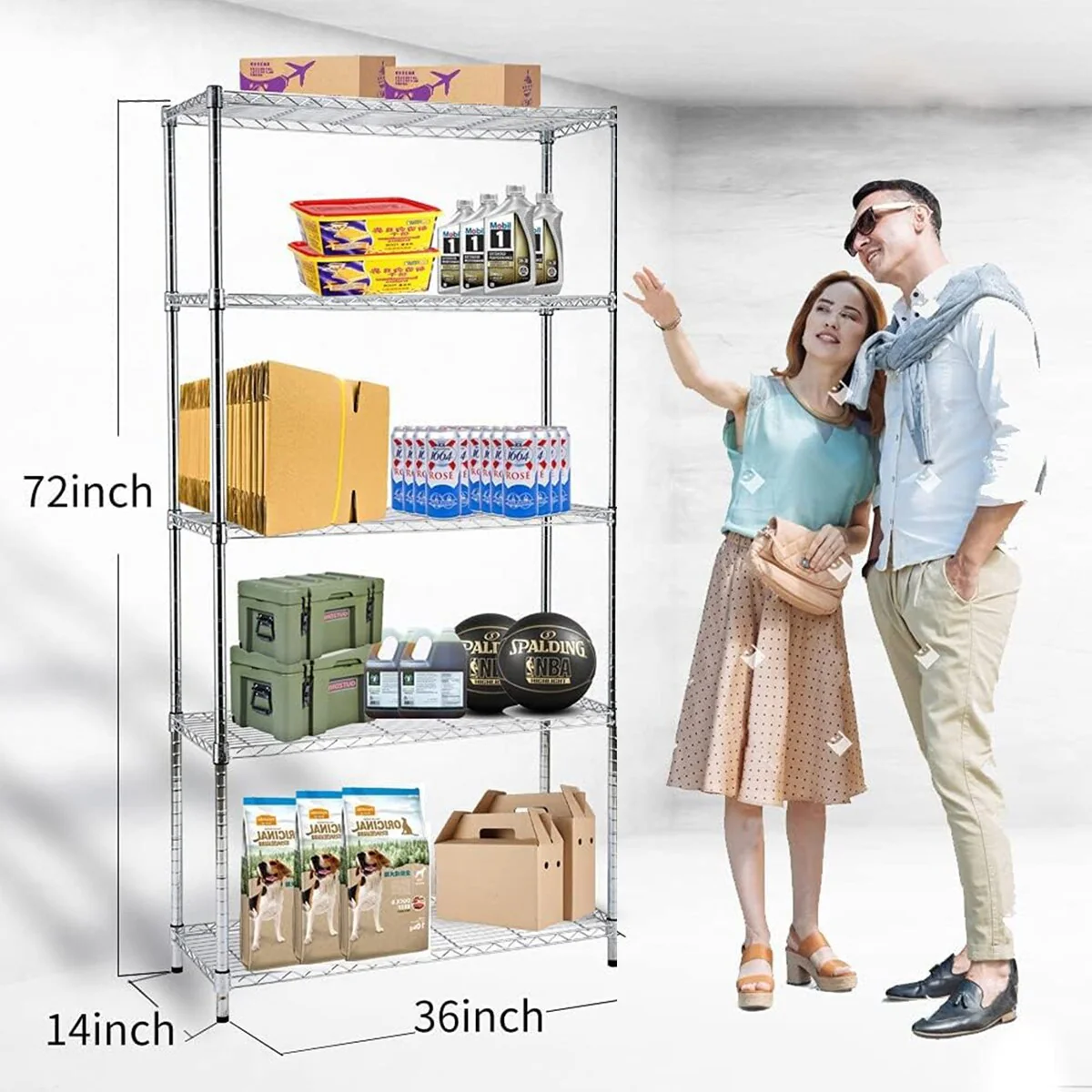 5-Shelf Heavy Duty Carbon Steel Shelving Unit 150lbs/Shelf