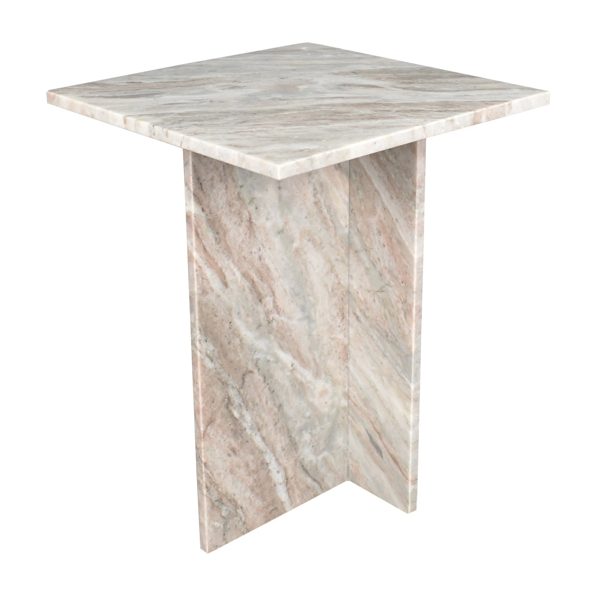 Cecil Contemporary Natural Marble Handmade T-Shaped End Table