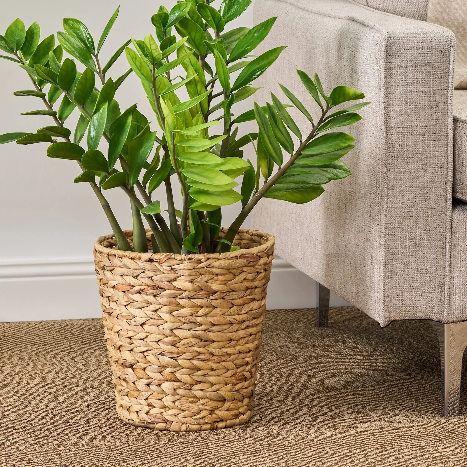 Maria Water Hyacinth Woven Round Brown Storage Basket