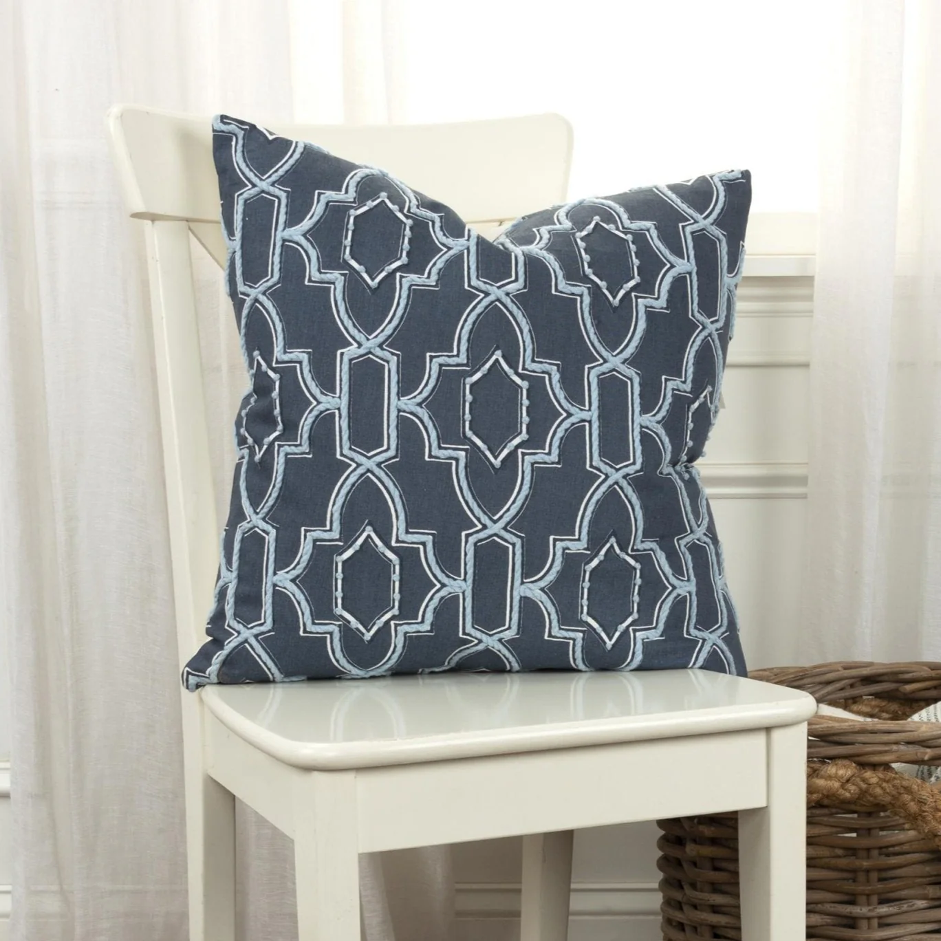 Knife Edged 100% Cotton Geometric Pillow