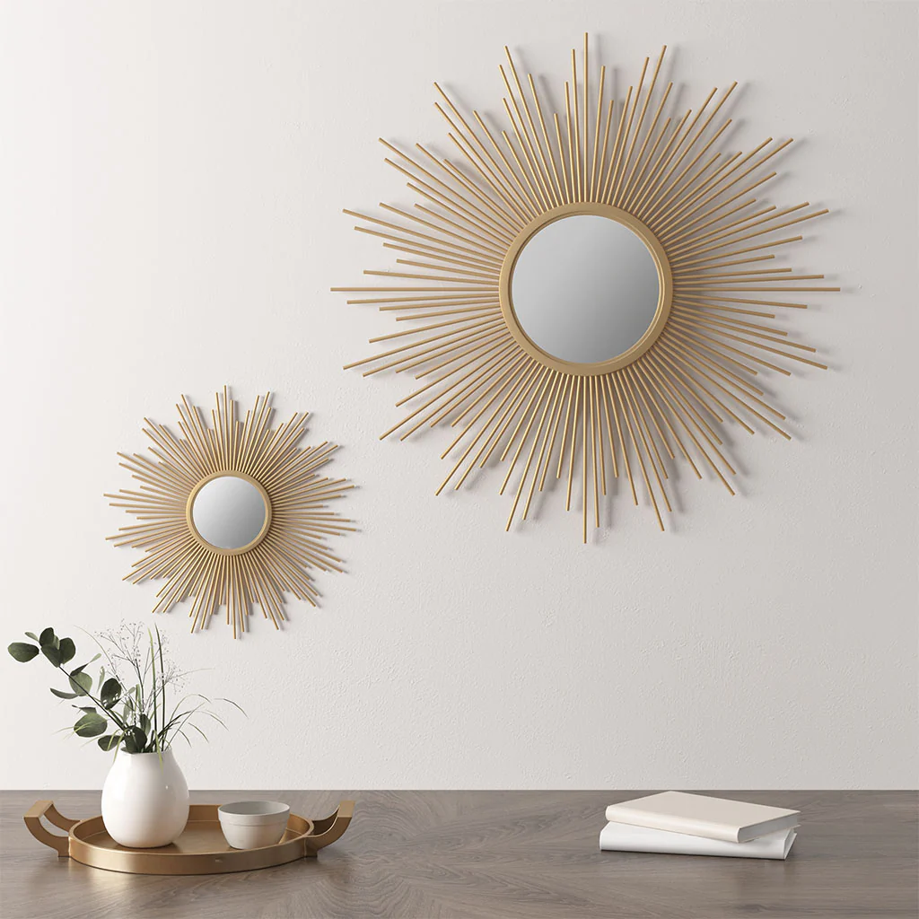 29.5 Sunburst Wall Decor Mirror with Metal Frame