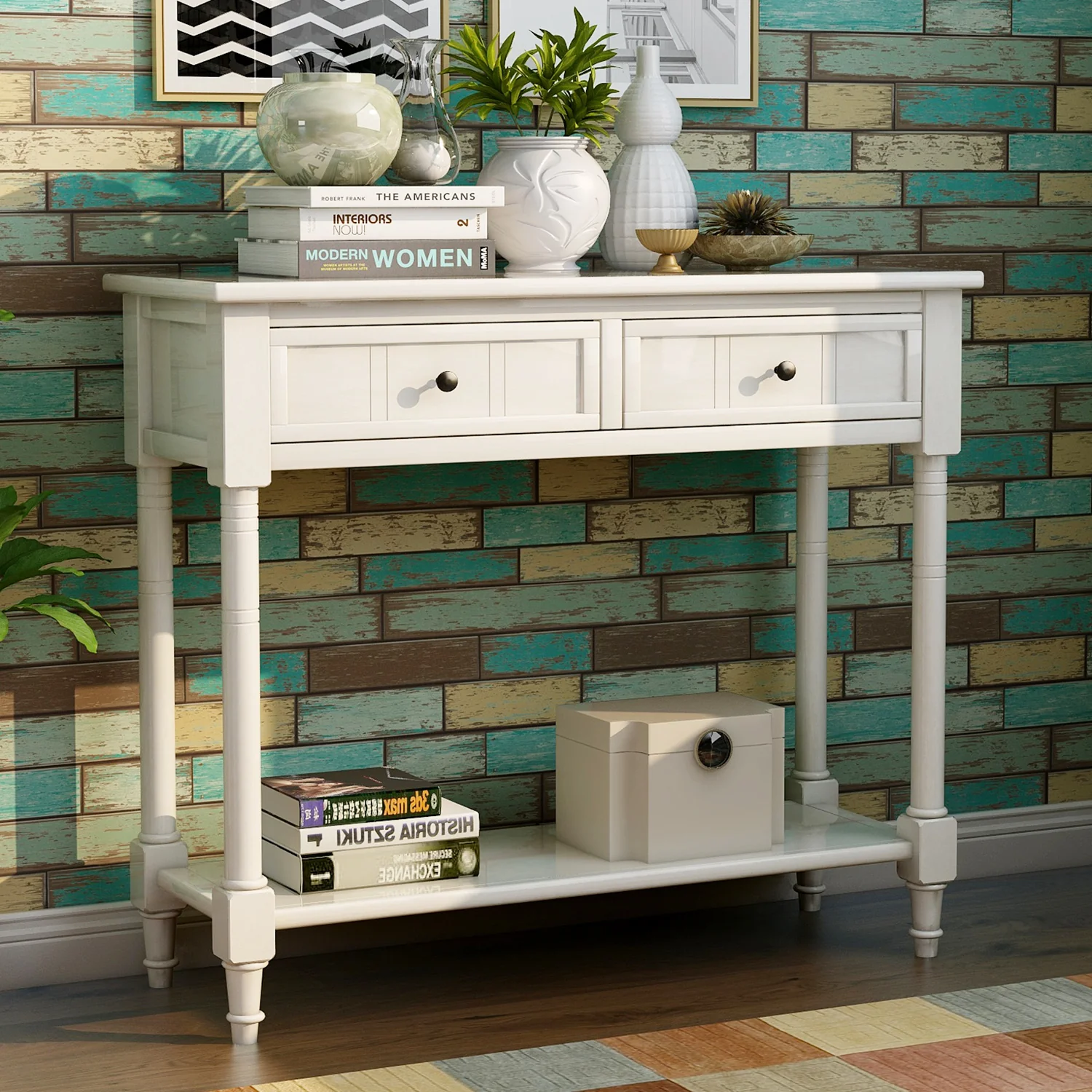 Jace Console Table with 2 Drawers and Bottom Shelf