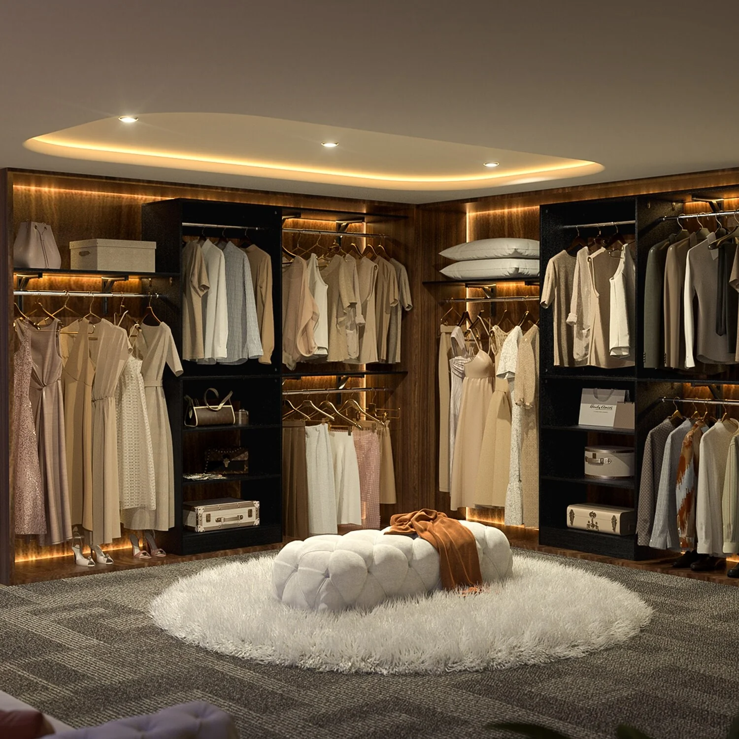 Rackcog 20-96'' W Closet System Starter Kit, Sturdy DIY Closet Organizer with 3 Winged Storage Shelves