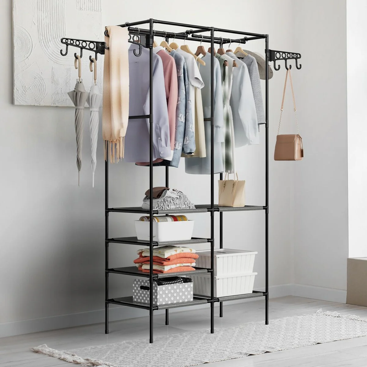 Heavy Duty Clothes Rack with Hanging Rods - A