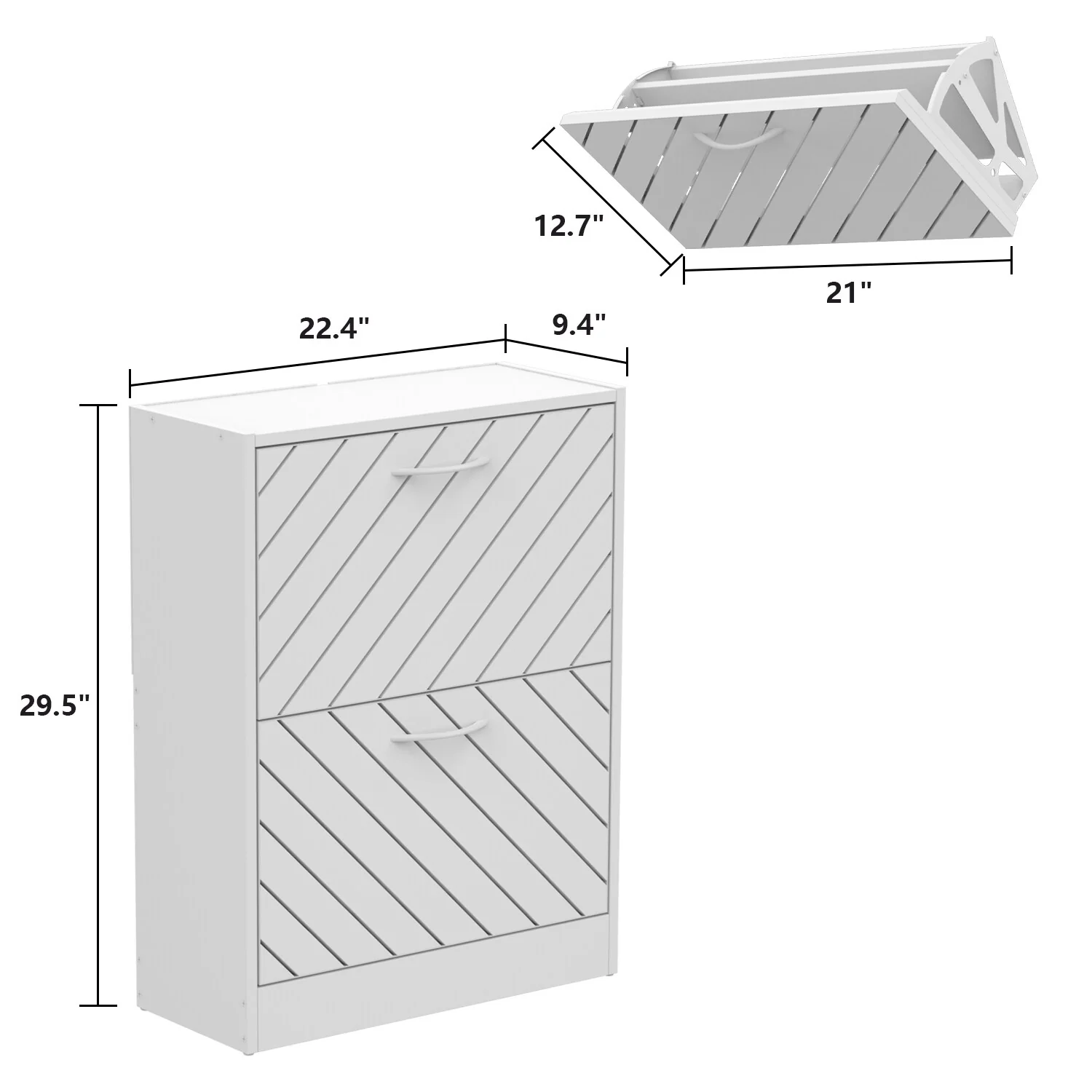 FUFU&GAGA Freestanding 2 Flip Drawers Shoe Cabinet Storage Organizer