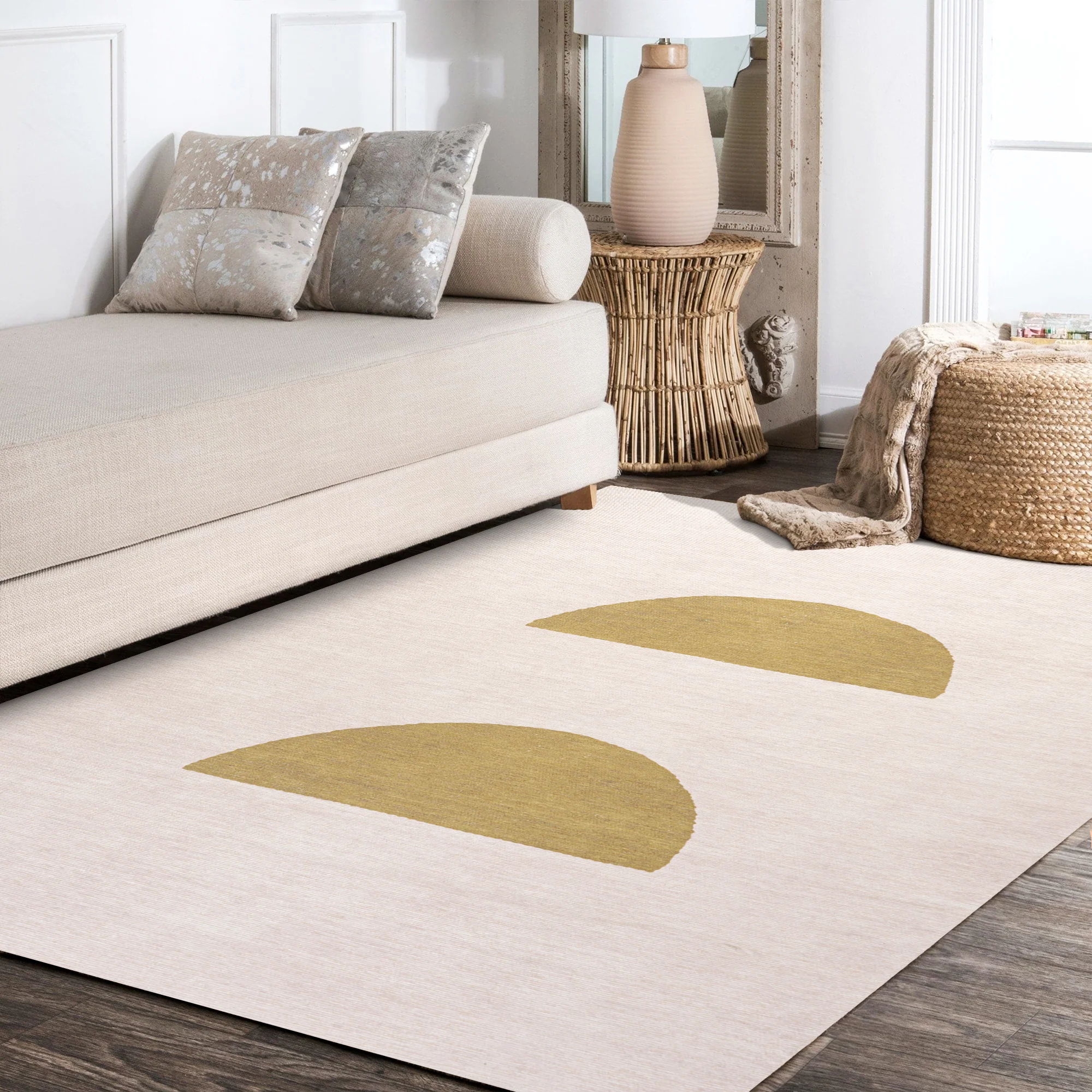Luola Minimalist Geometric Machine-Washable Area Rug