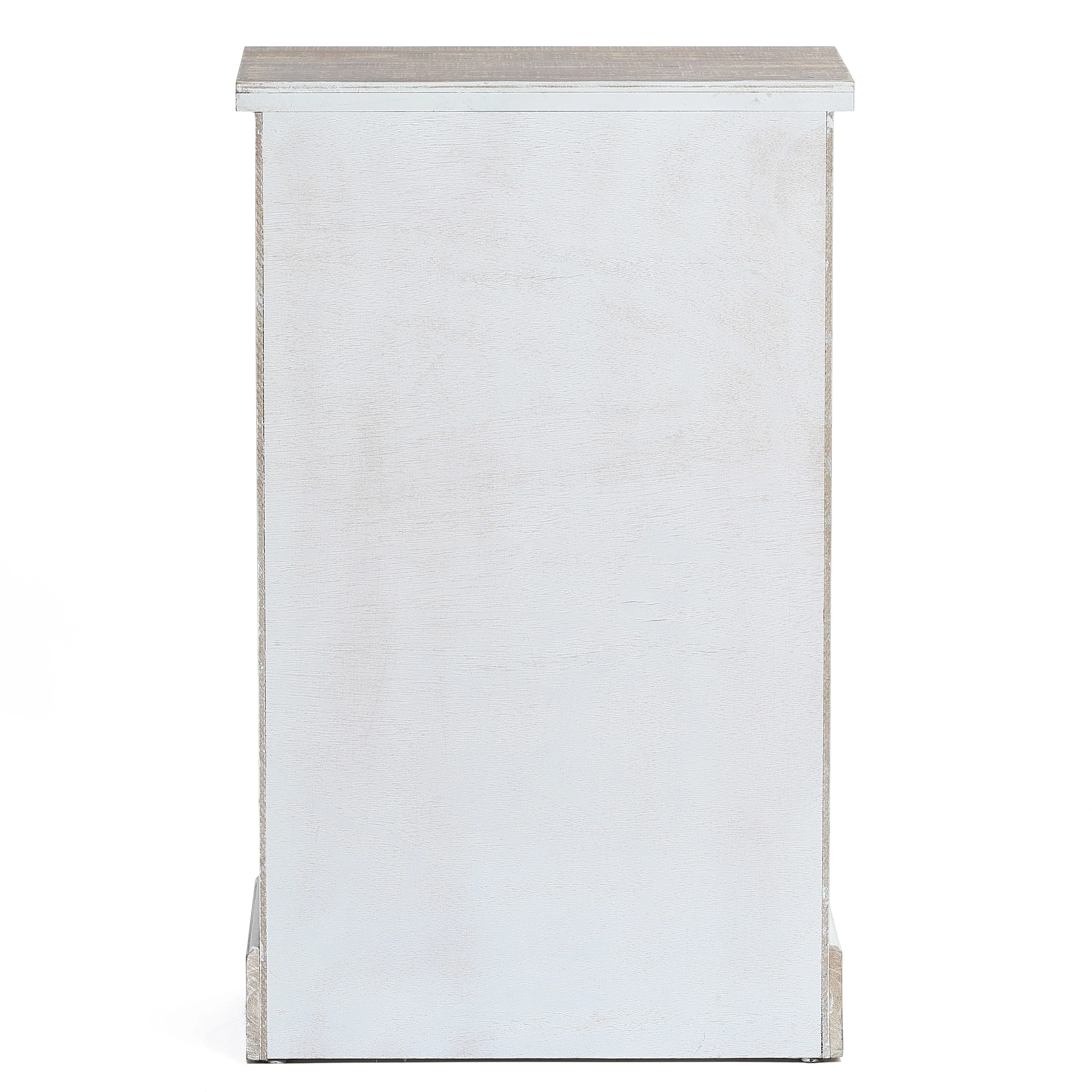 White and Natural Wood 2-Door Wine Cabinet - 30.9