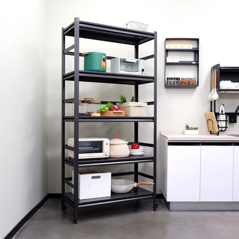 5-Tier Metal Shelving Unit Adjustable with Wheels 1750LBS Capacity