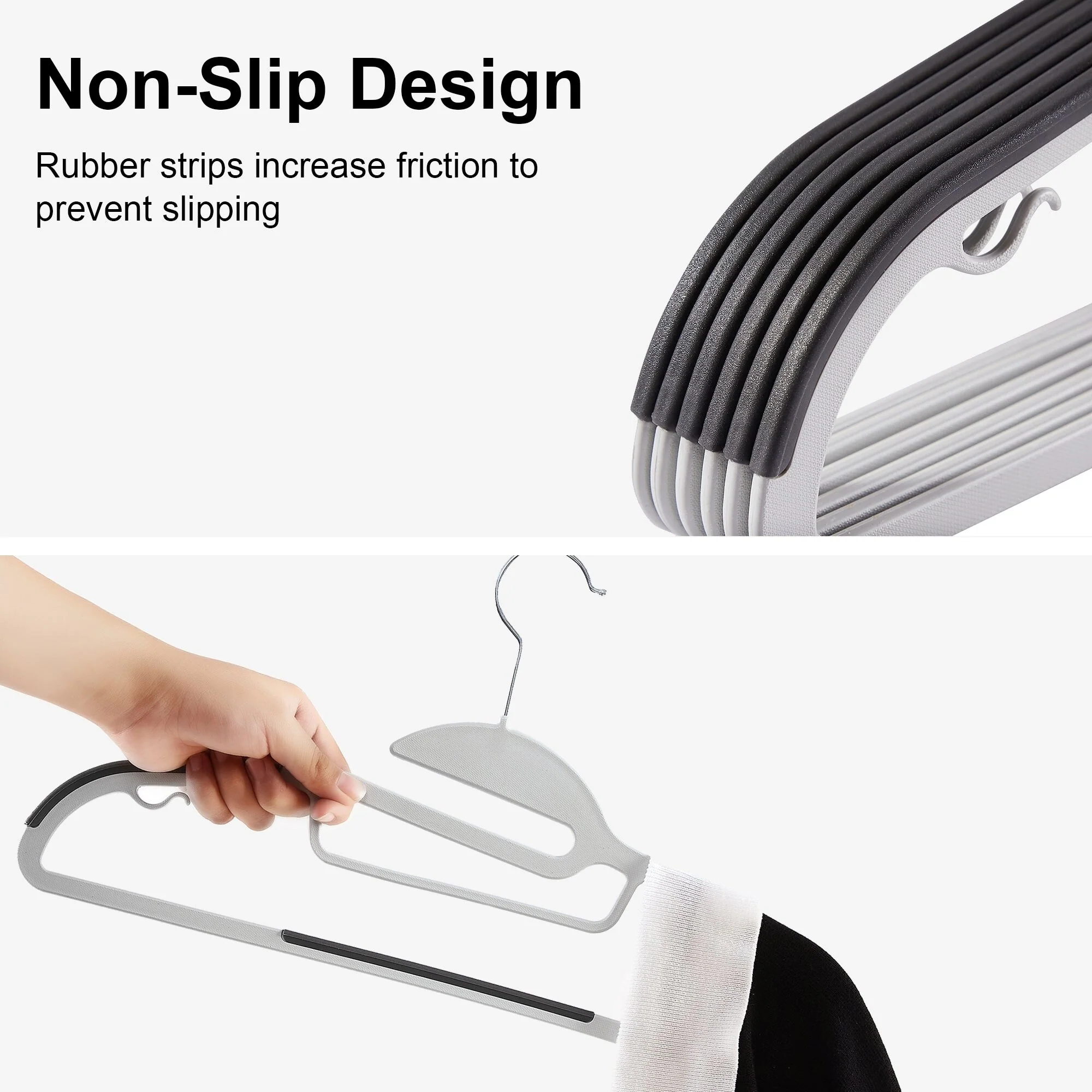 Non-Slip Plastic Clothes Hangers with clips Heavy Duty Dry Wet Clothes Hangers Space-Saving Swivel Hook