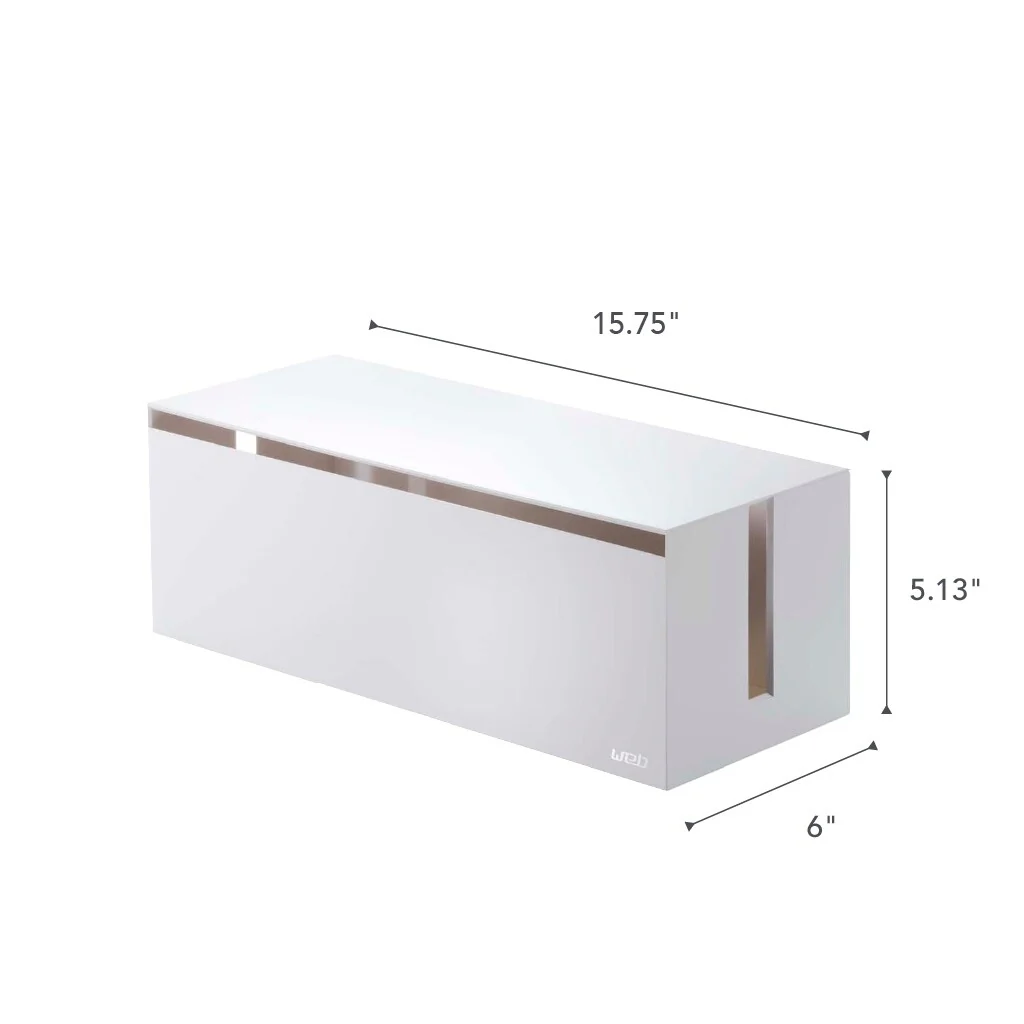 Yamazaki Home Cable Management Box, ABS Plastic, Lid - L 6.1 x W 15.75 x H 5.71 inches
