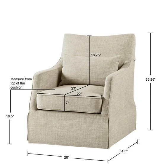 Upholstered Swivel Chair with Metal Base and Recessed Arms