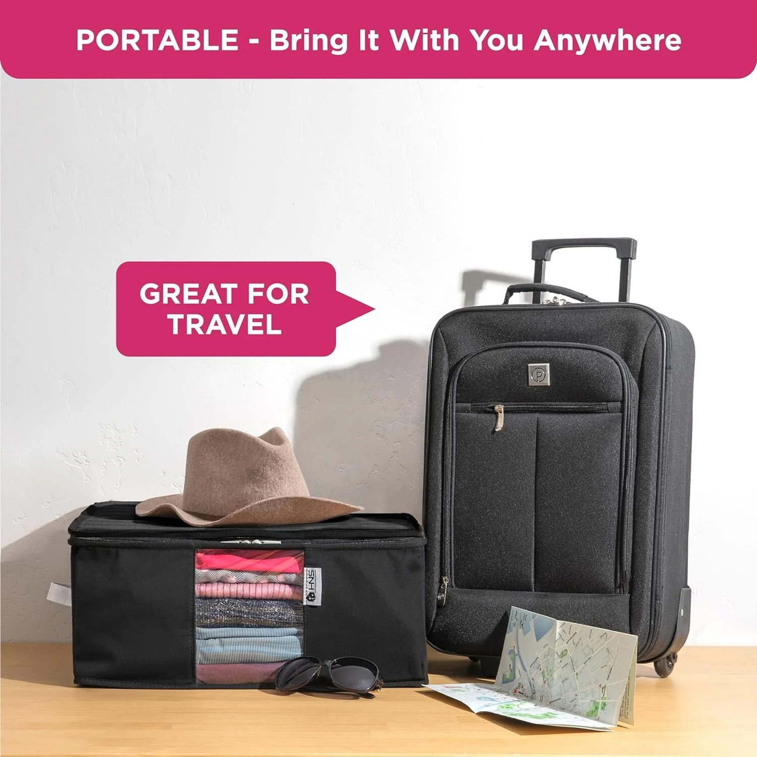 Clothes Storage Bag Organizer with Cedar Insert to Protect from Moths, Moist, Dirt, Dust etc. - Set of 2 Bags