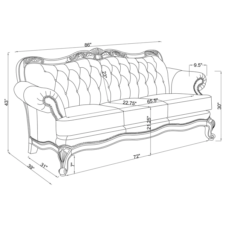 Addysun 86'' Leather Sofa