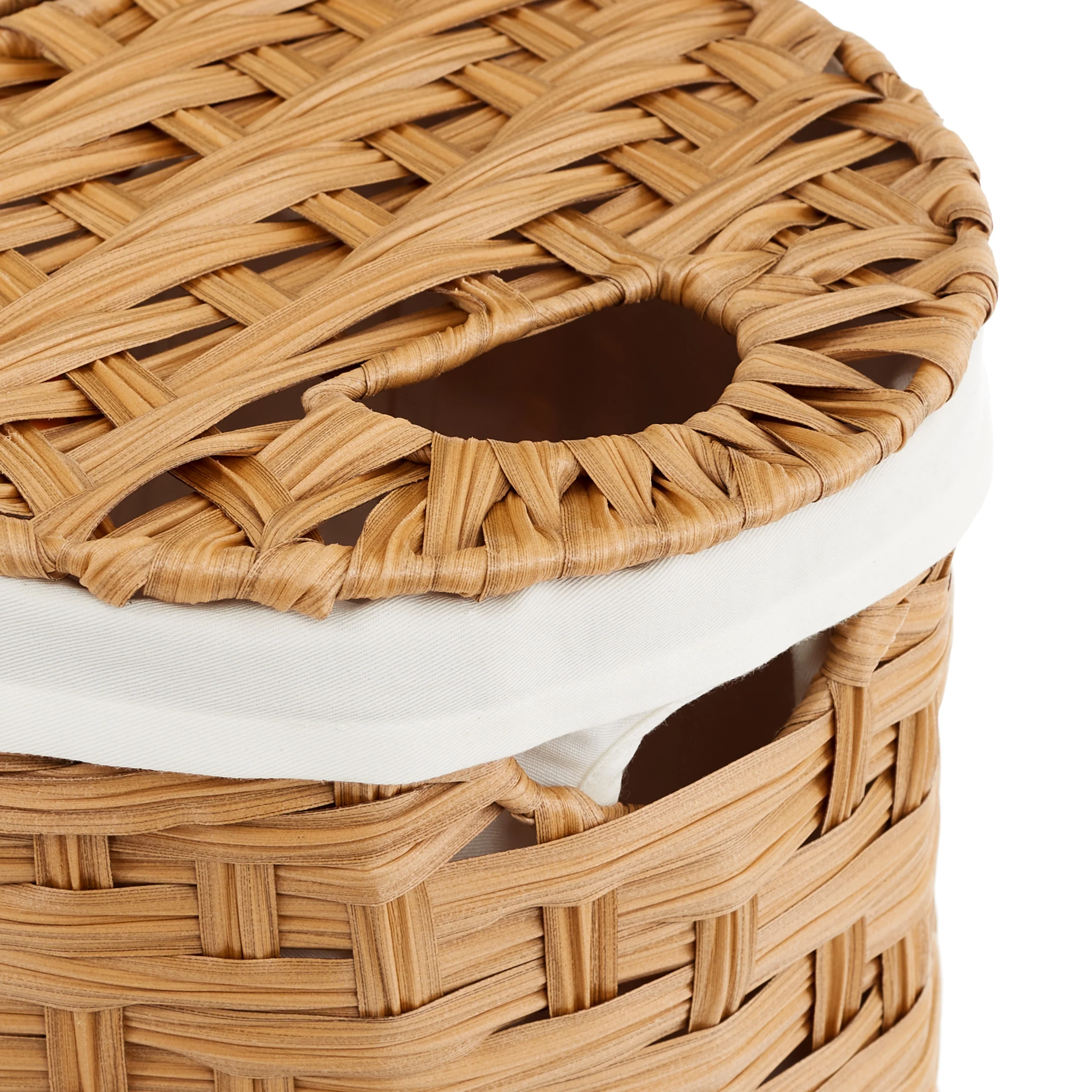 Seville Classics Handwoven Lidded Oval Double Laundry Hamper