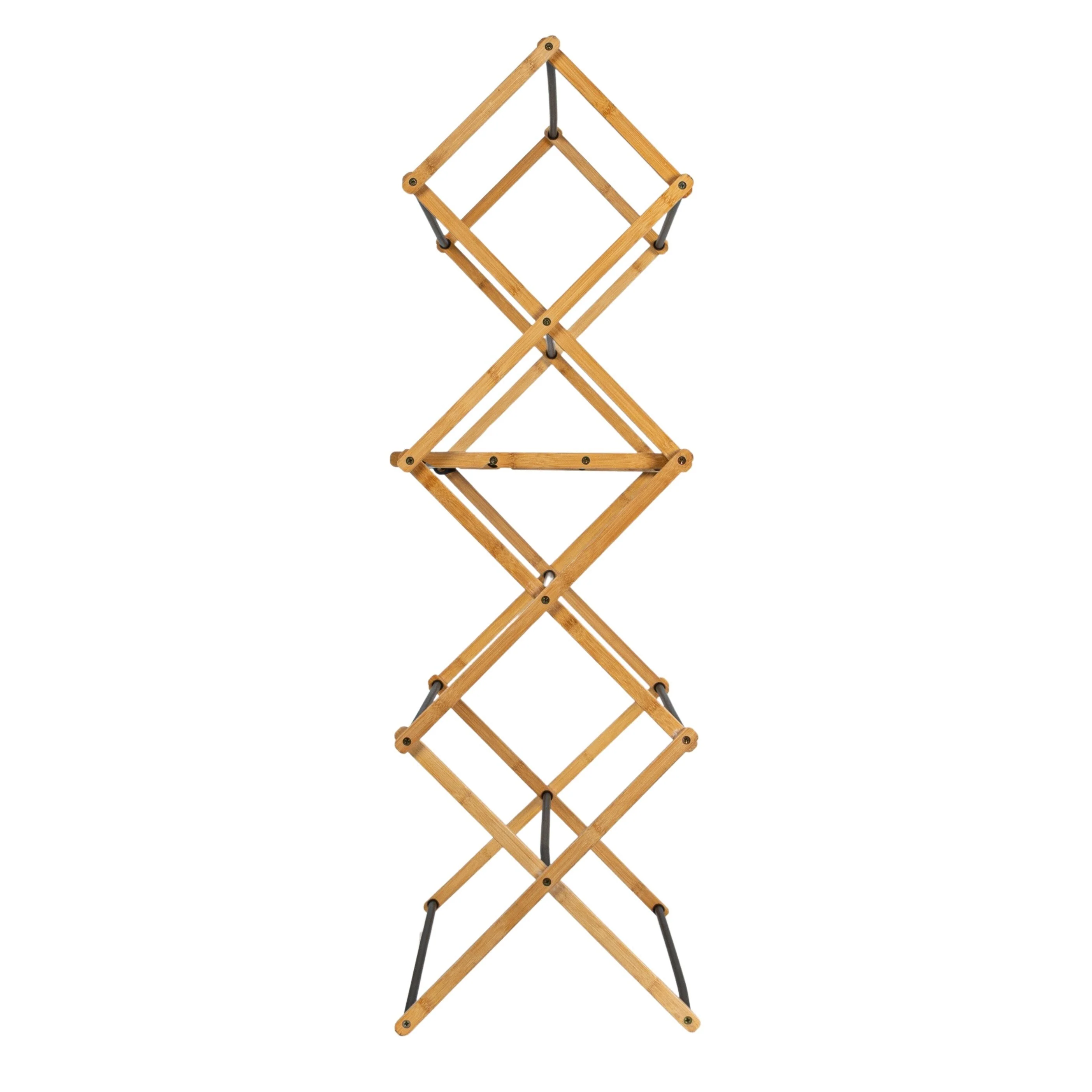 Household Essentials Bamboo Folding Clothes Drying Rack with 14 Coated Metal Dowels - 29.3