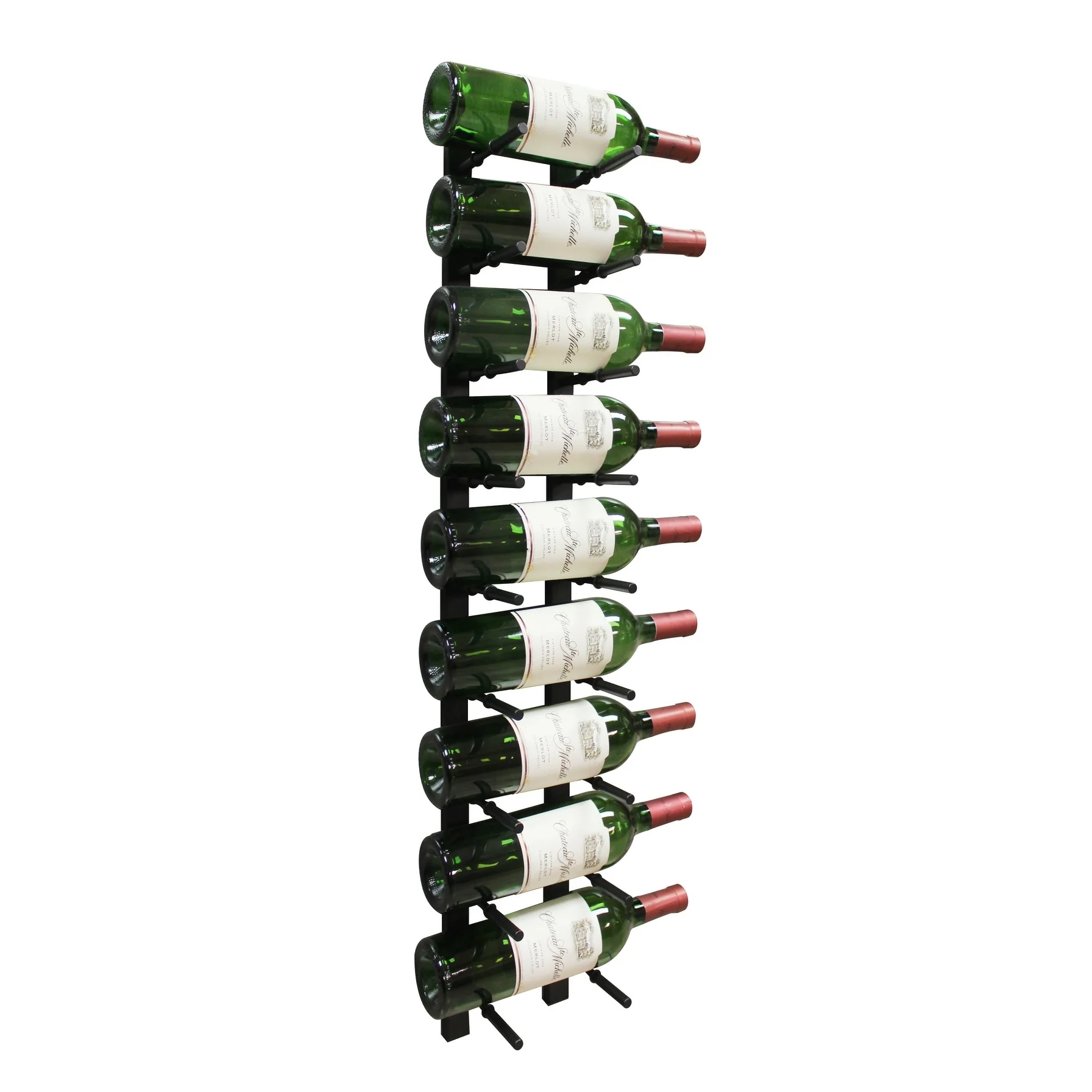 Epicureanist 9-Bottle Modern Peg Wine Rack (Black)