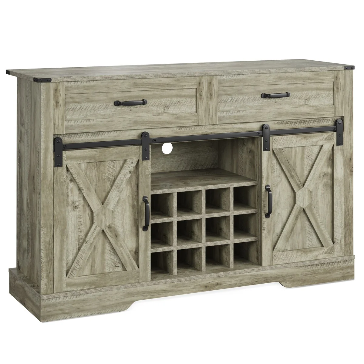 Royalcraft 51.96 Inch Bar Cabinet with Wine Rack and Large Storage