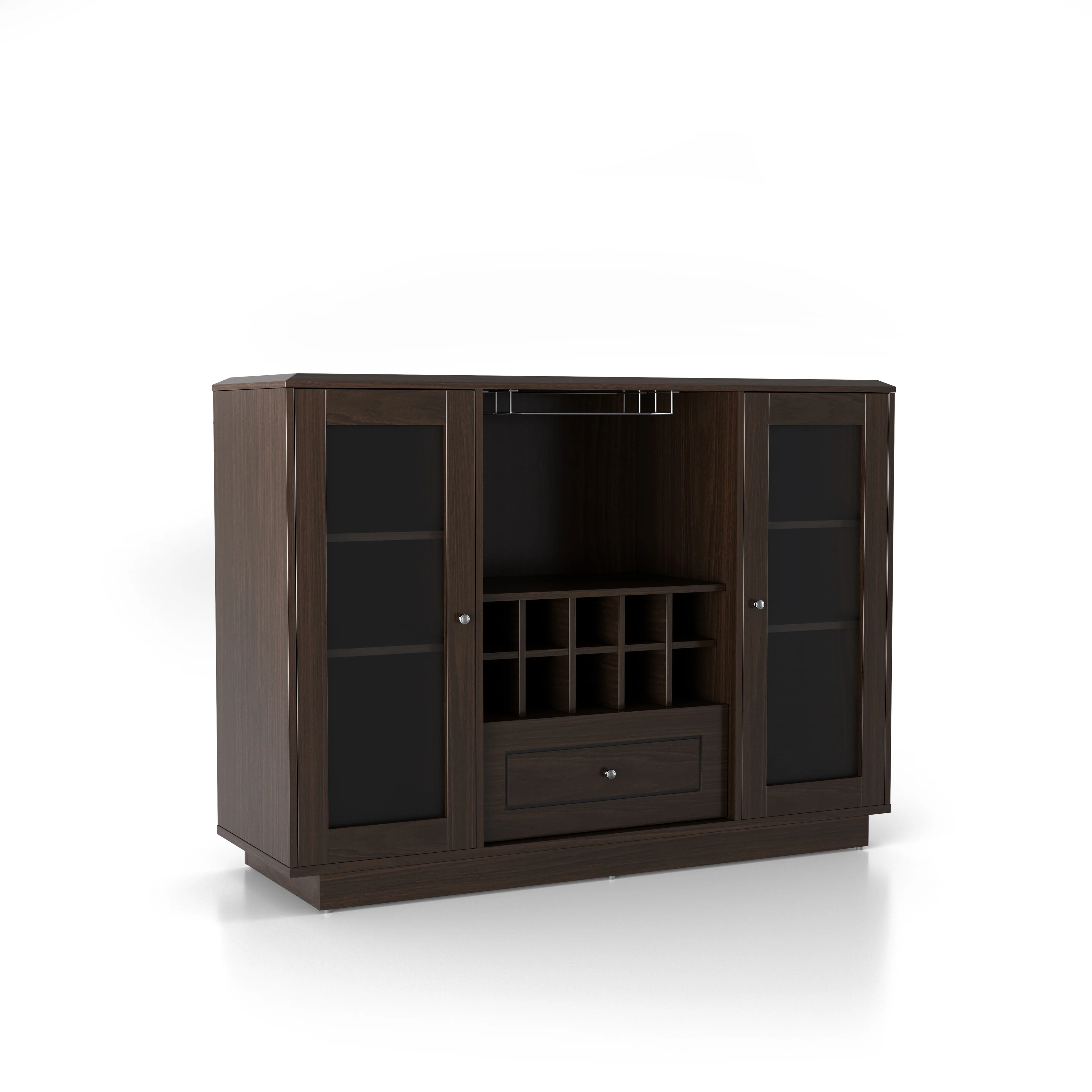 Furniture of America Rustic Espresso 6-shelf Dining Buffet with Wine Rack