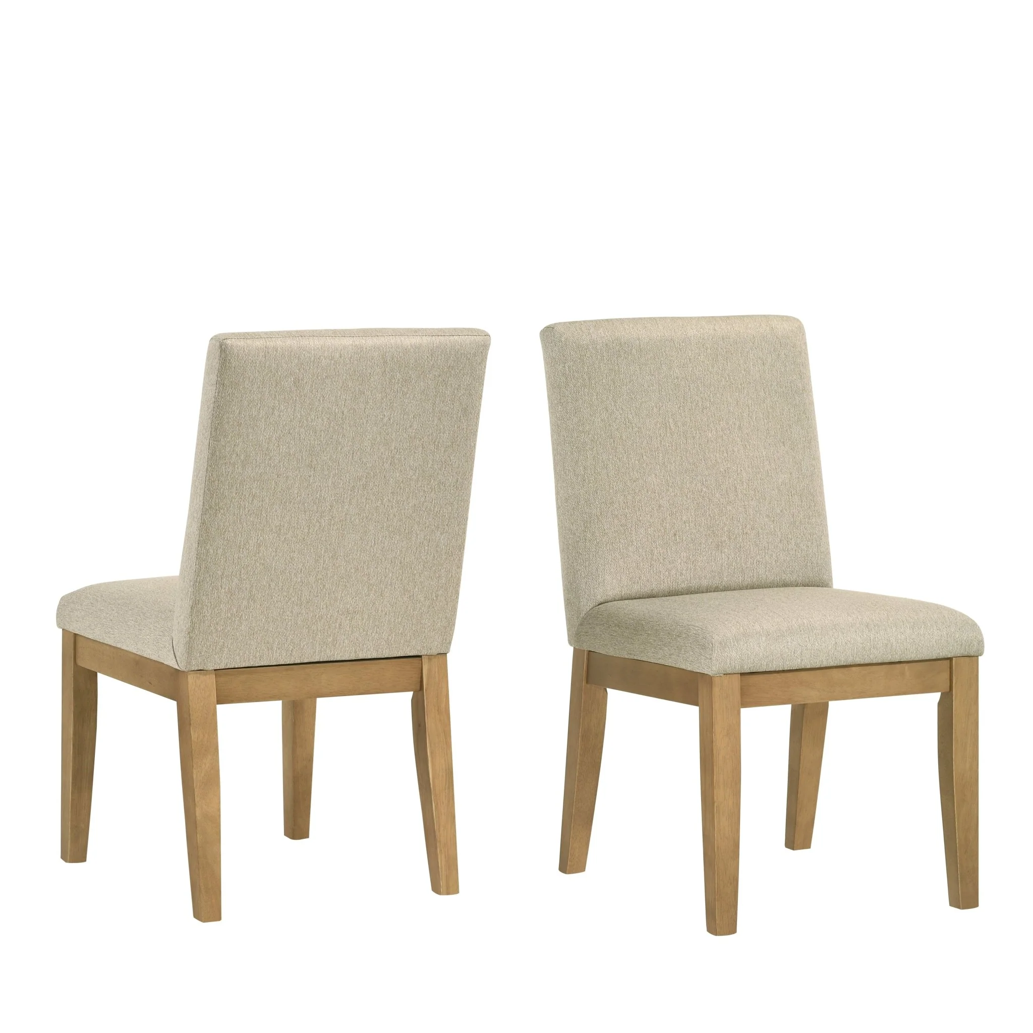 Upholstered Dining Chair with Solid Back and Wood Frame, Set of 2