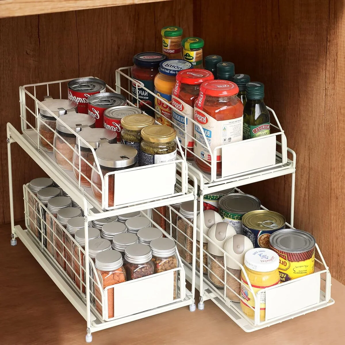 2 Pack Under Sink Rack Organizer with Sliding Drawers Basket Storage