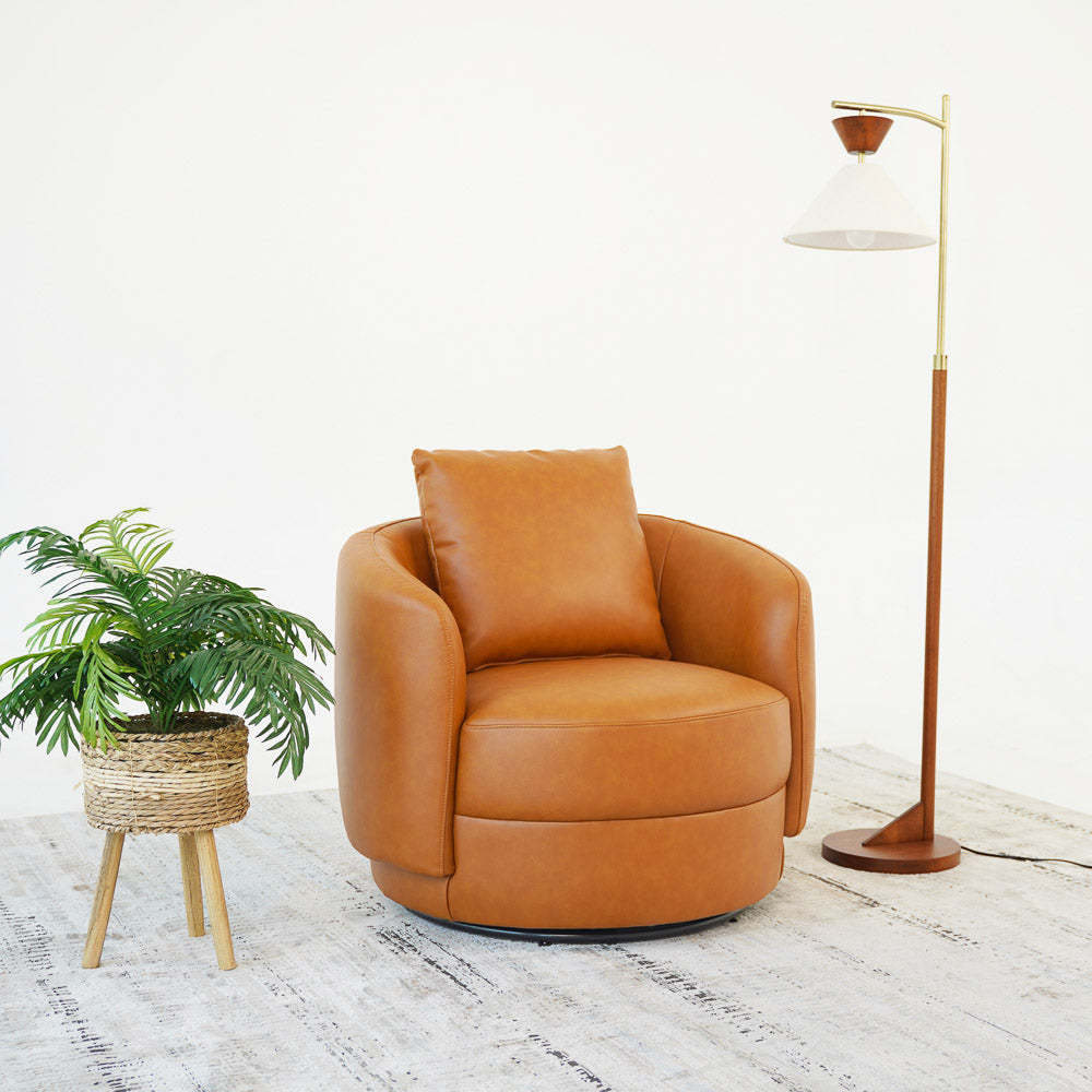 Dylan Cognac Leather Swivel Chair