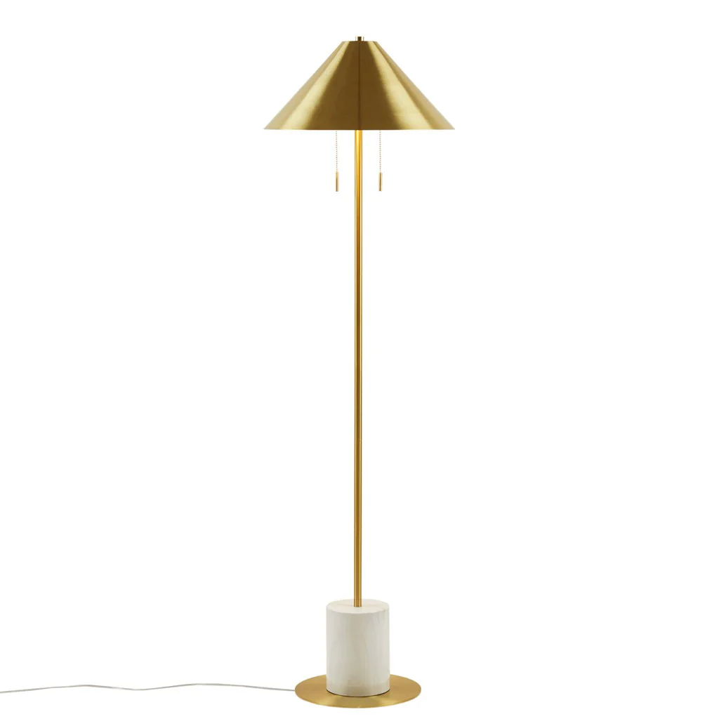 Floor lamp with Faux Marble Base and Pull Chain Switch
