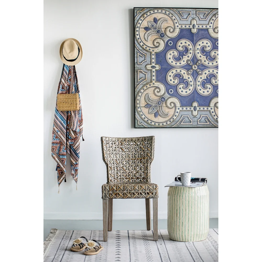 Cream and Green Drum Side Table