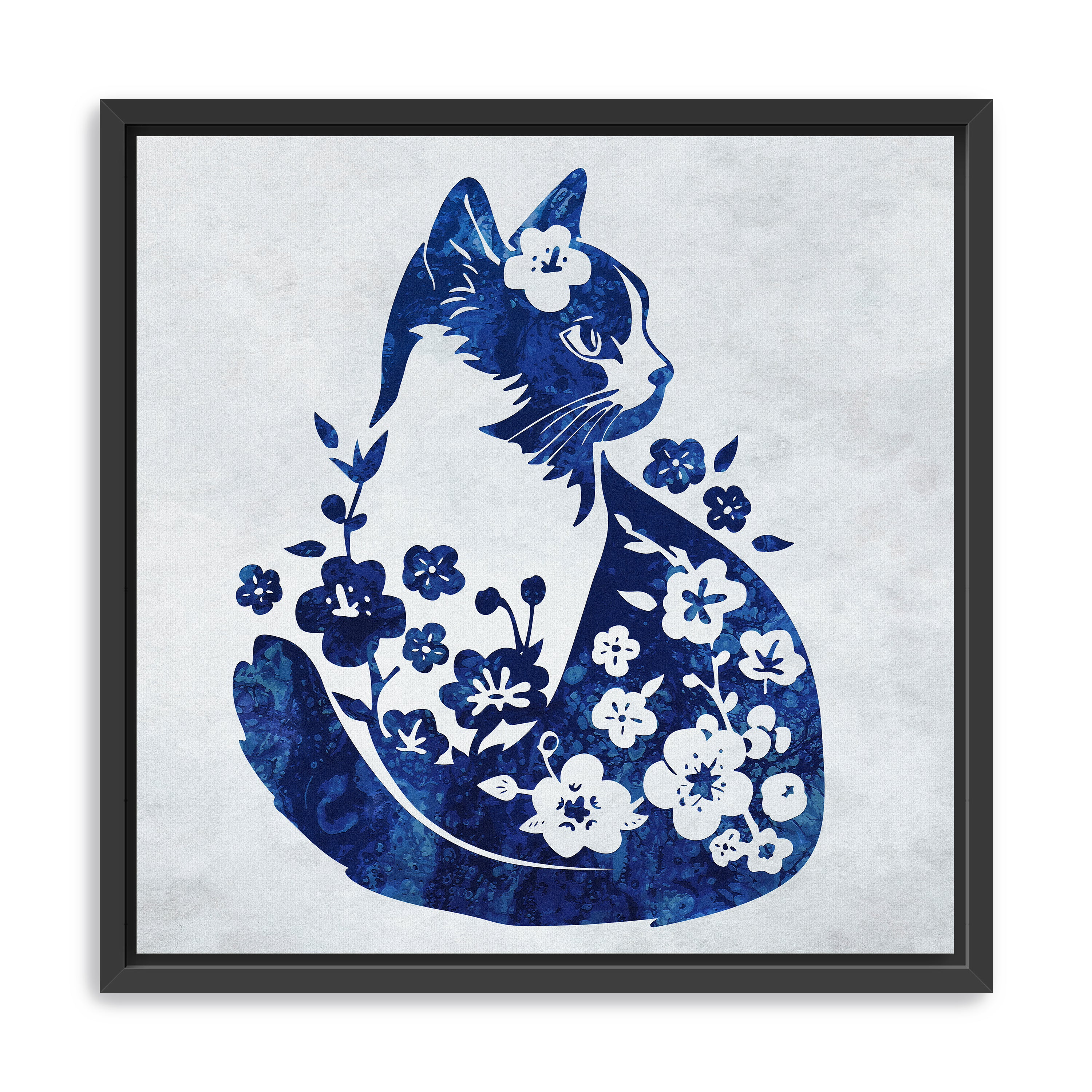 Cat Floral Canvas Giclee