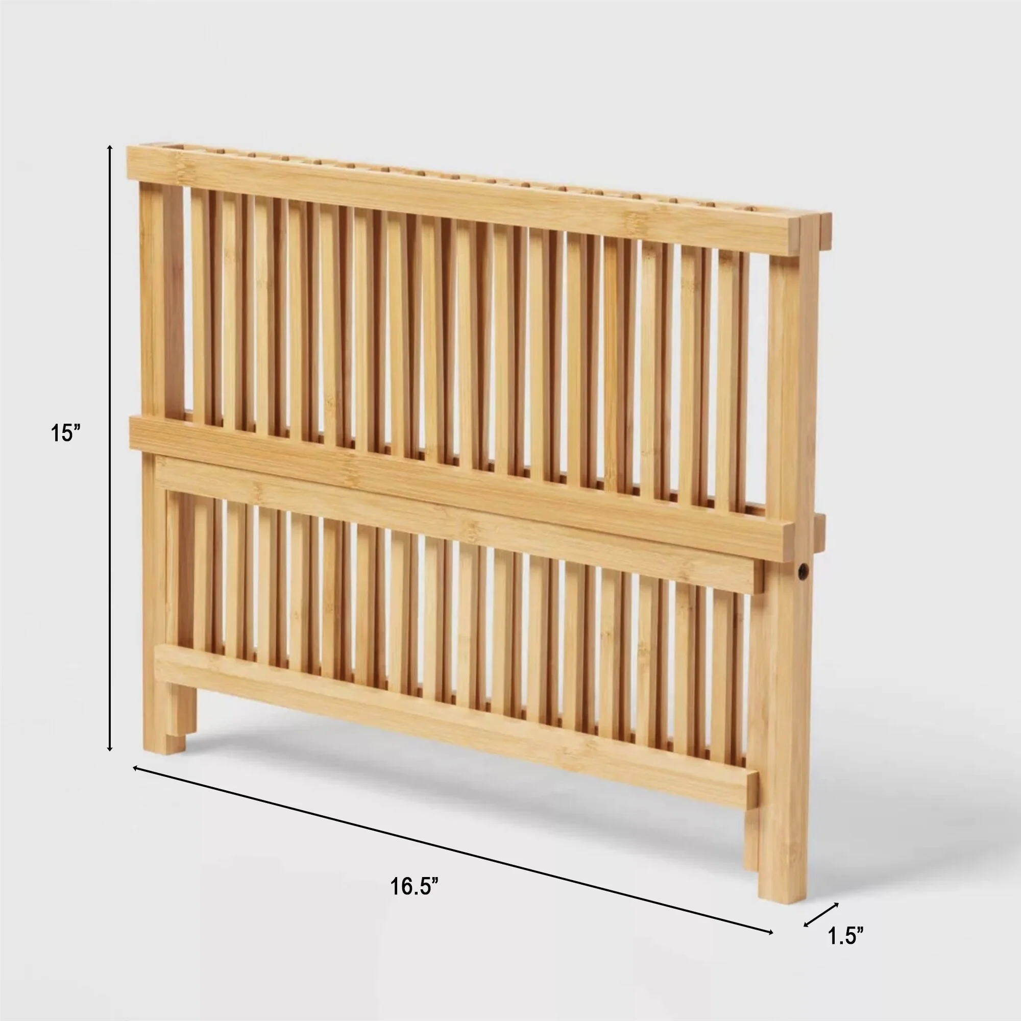 Bamboo Dish Drying Rack - 2-Tier Collapsible & Foldable Countertop Organizer, Natural Eco-Friendly Wood, Space-Saving Design