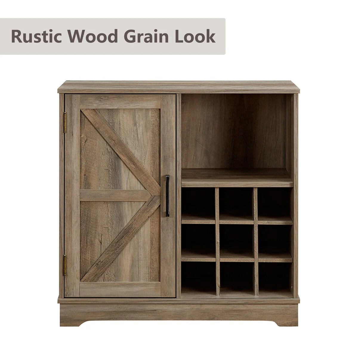 Barn Door Buffet Bar Cabinet with Wine Rack Sideboard Cabinet